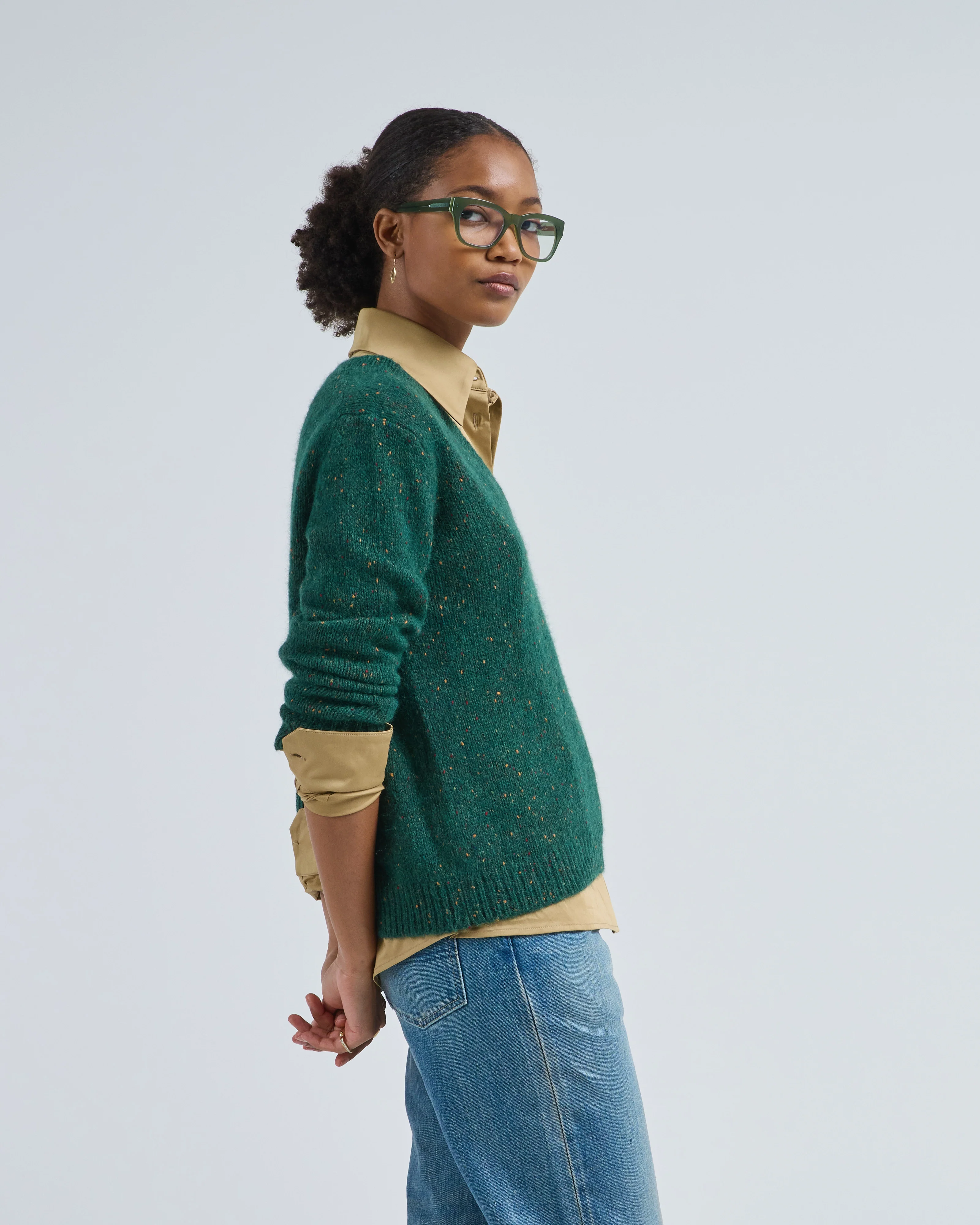 v neck speckled sweater - Image 3