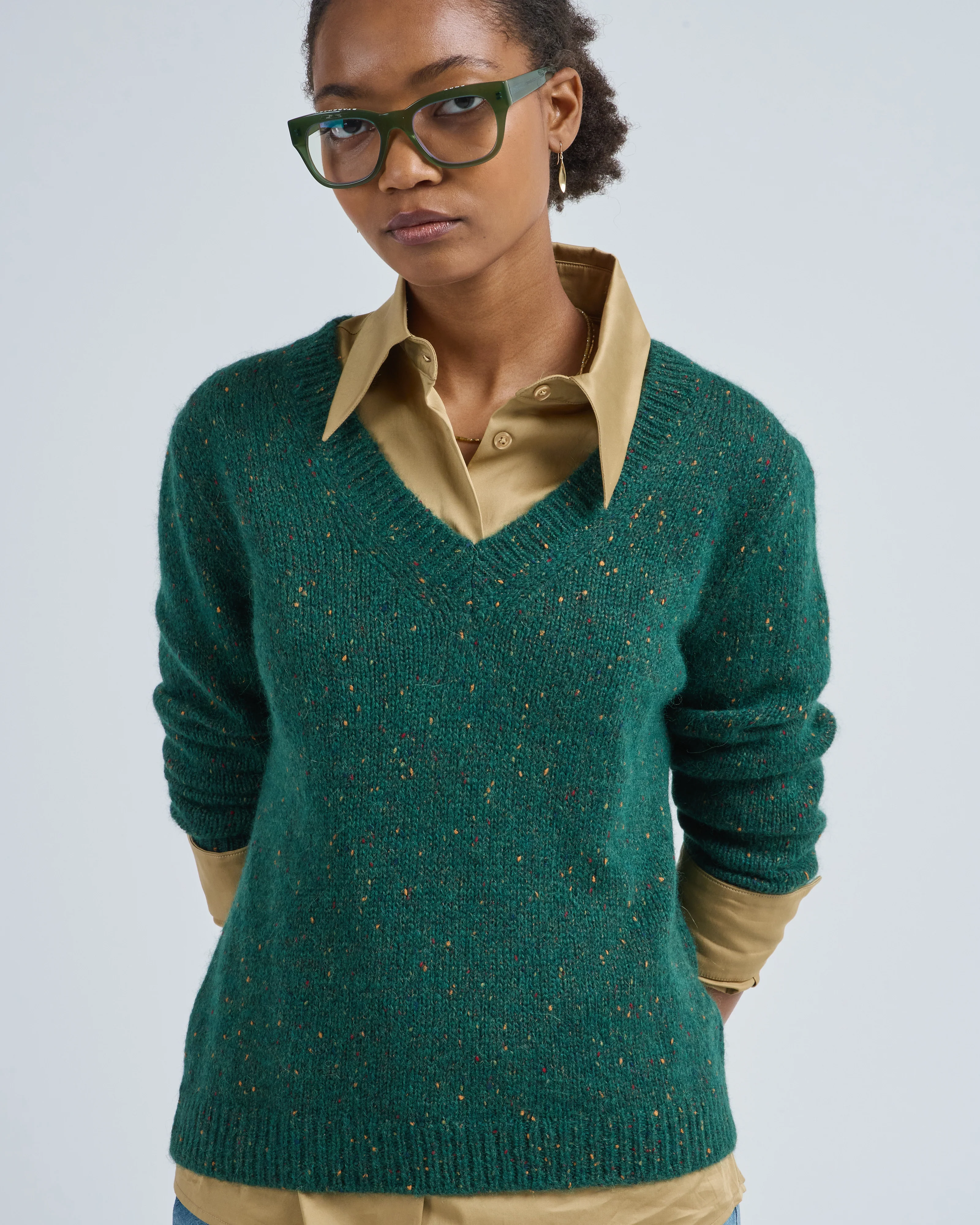v neck speckled sweater - Image 5