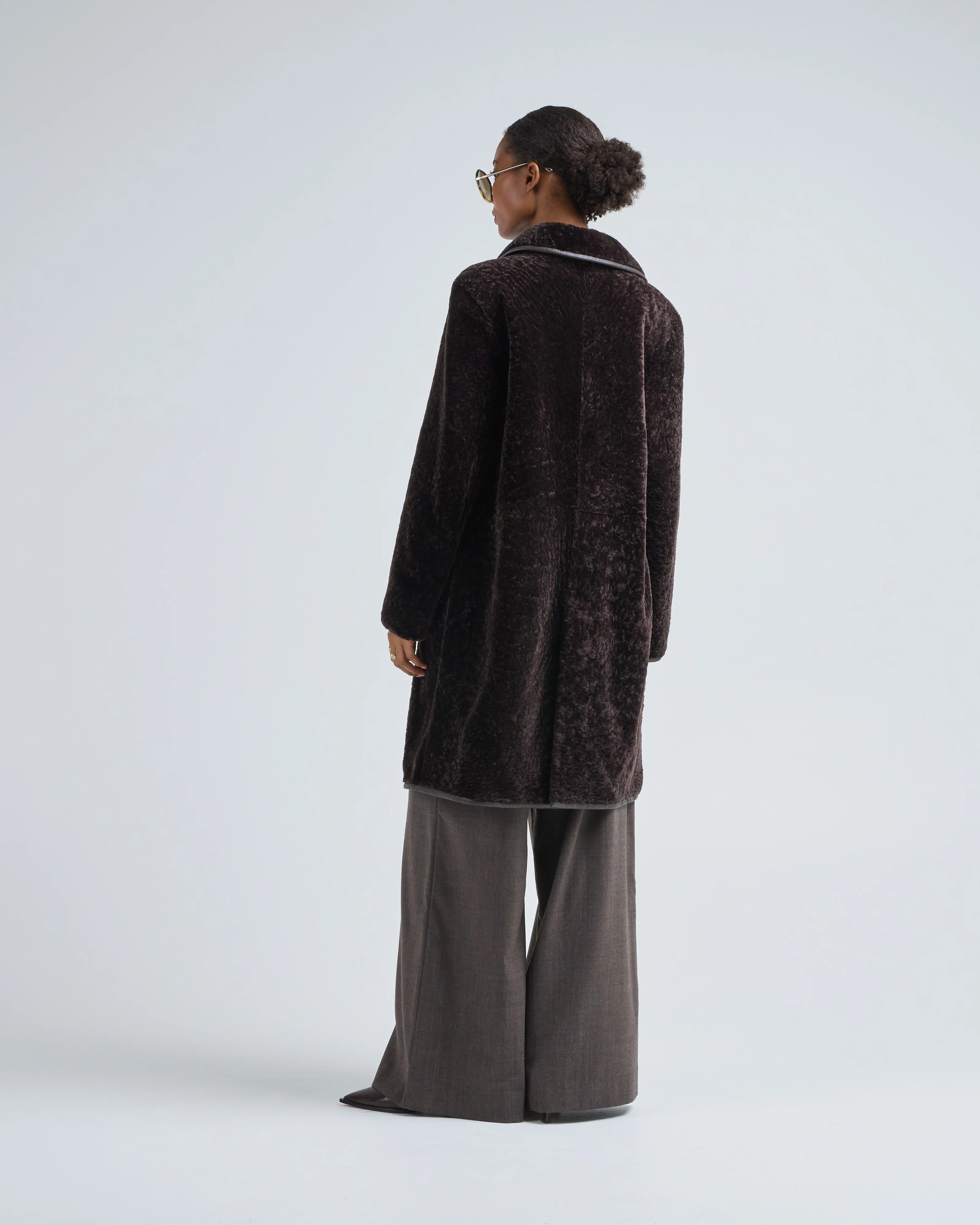 knee length shearling coat - Image 6
