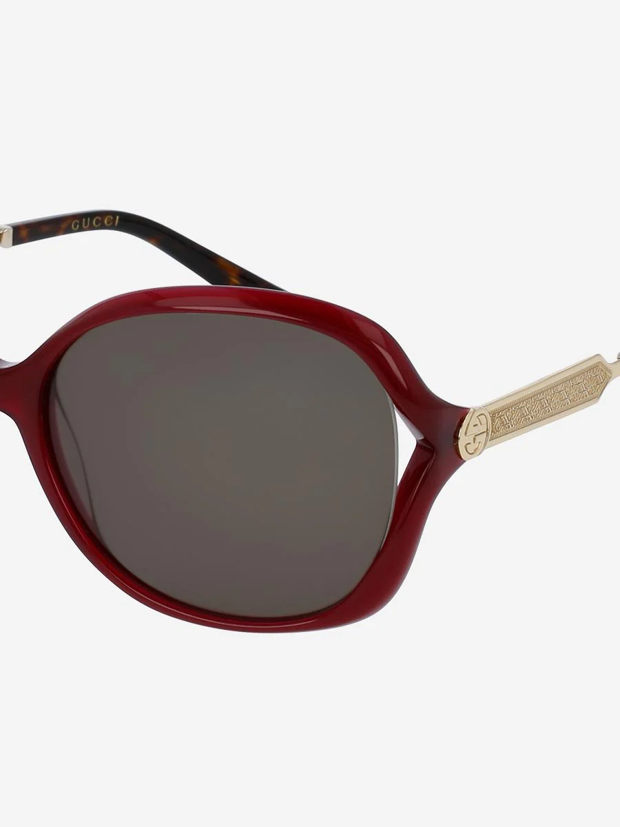 oversized round-frame sunglasses - burgundy - Image 2
