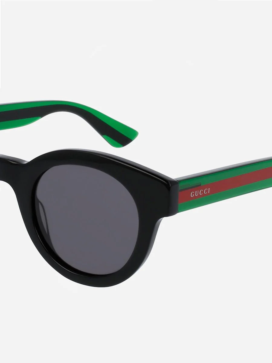 round sunglasses - green + red stripe - Image 2