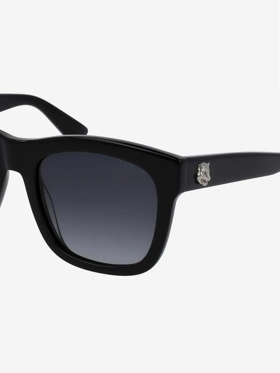 square style sunglasses with tiger icon - black - Image 2