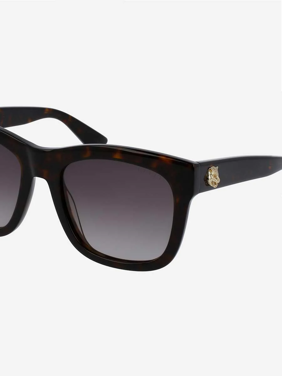 square style sunglasses with tiger icon - havana - Image 2
