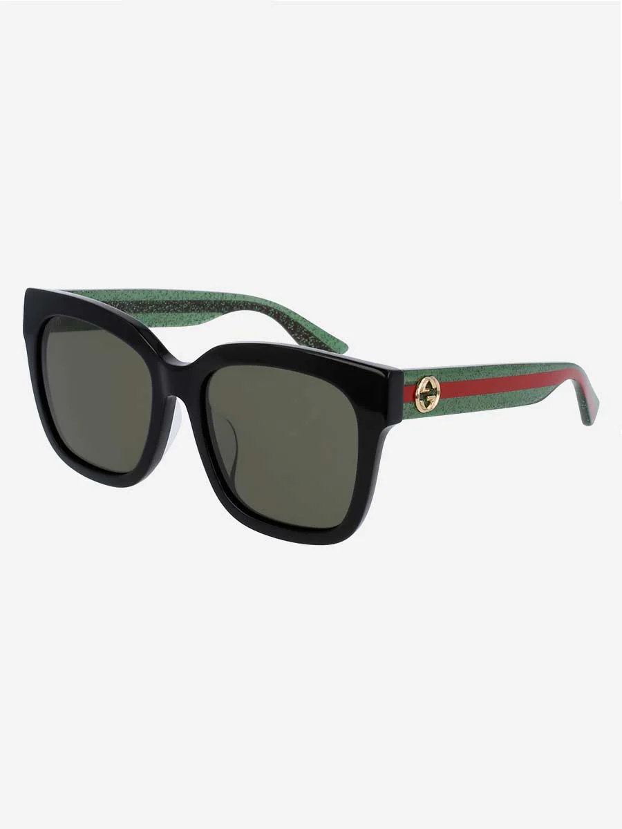 rectangular sunglasses - green + red stripe