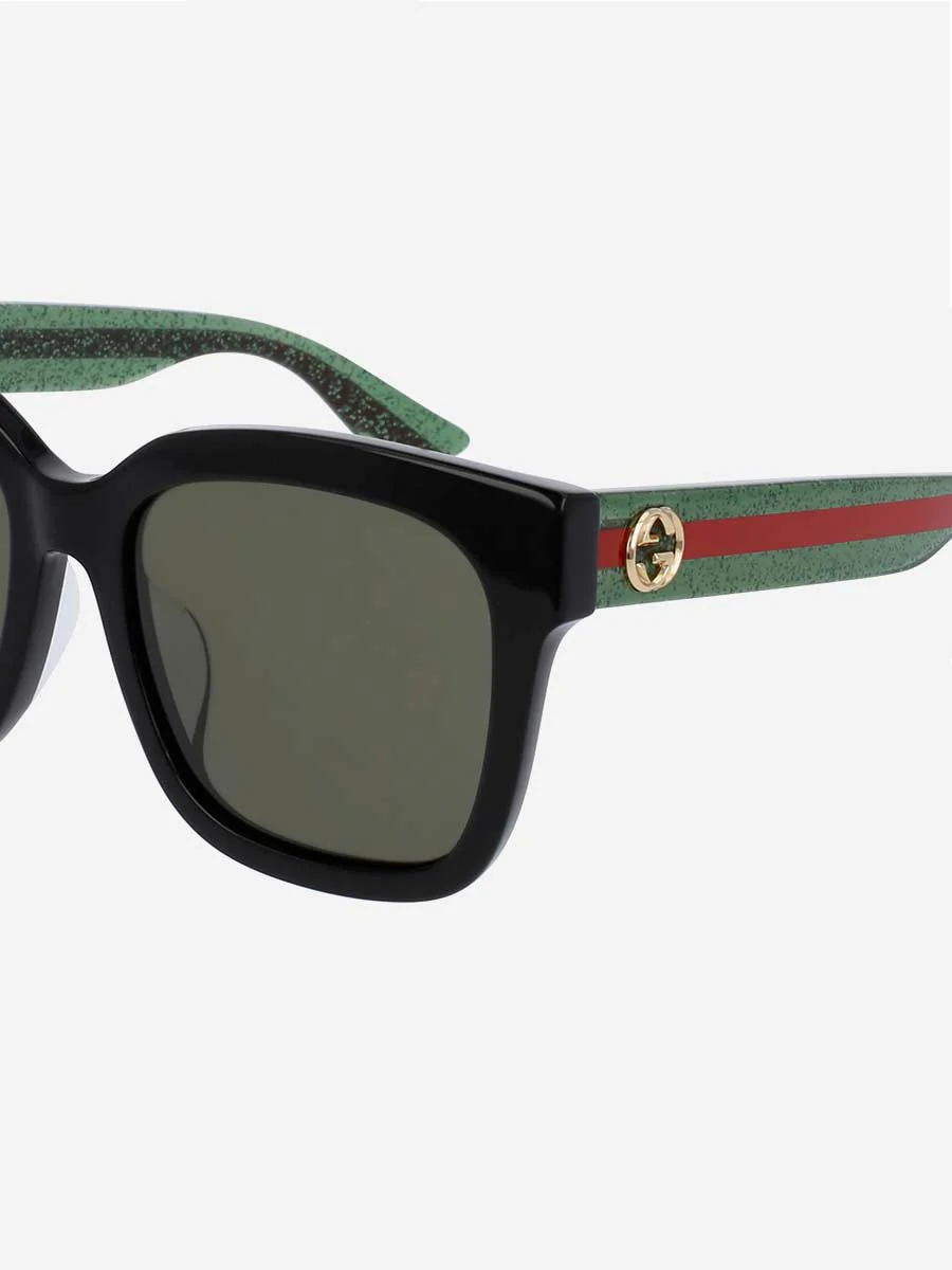 rectangular sunglasses - green + red stripe - Image 2