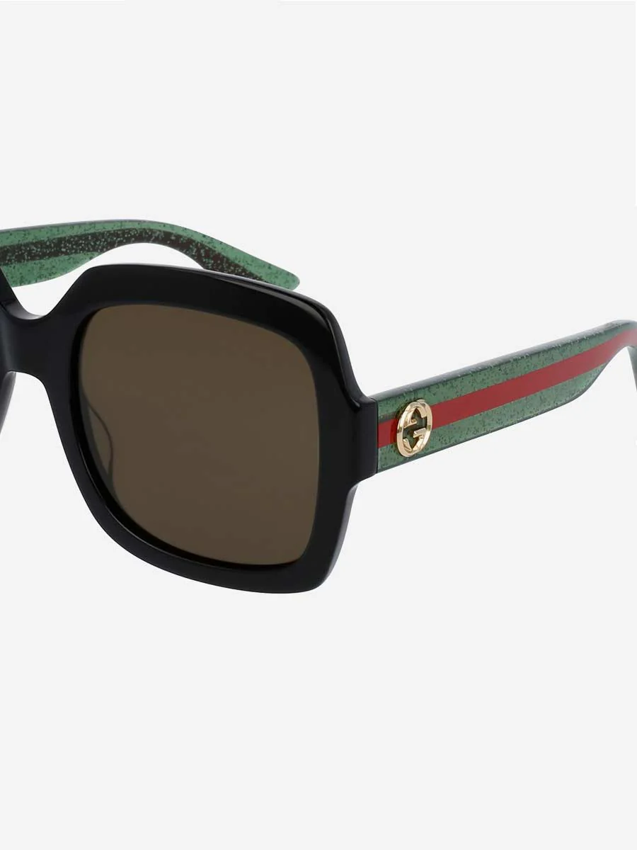 oversized square frame sunglasses - green + red - Image 2