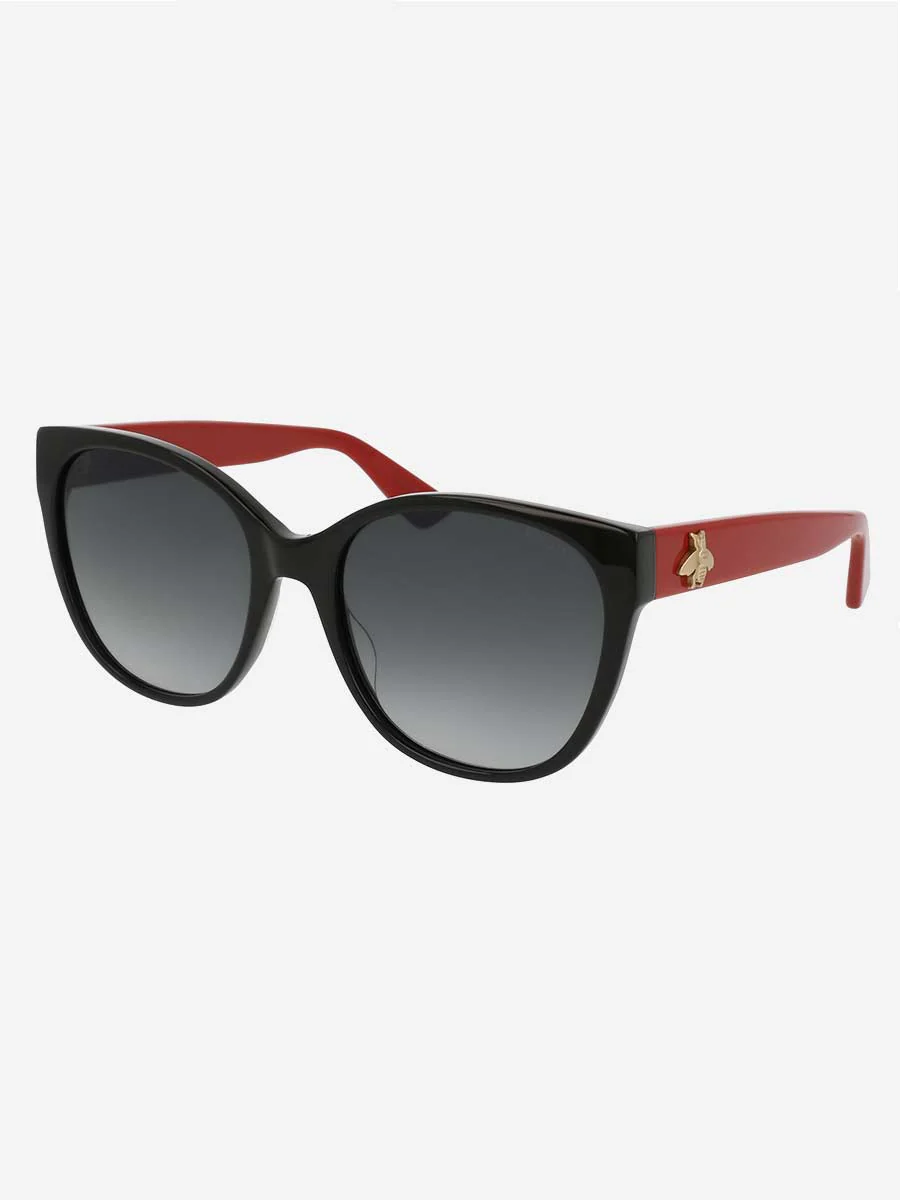 cat eye sunglasses with bee icon - red