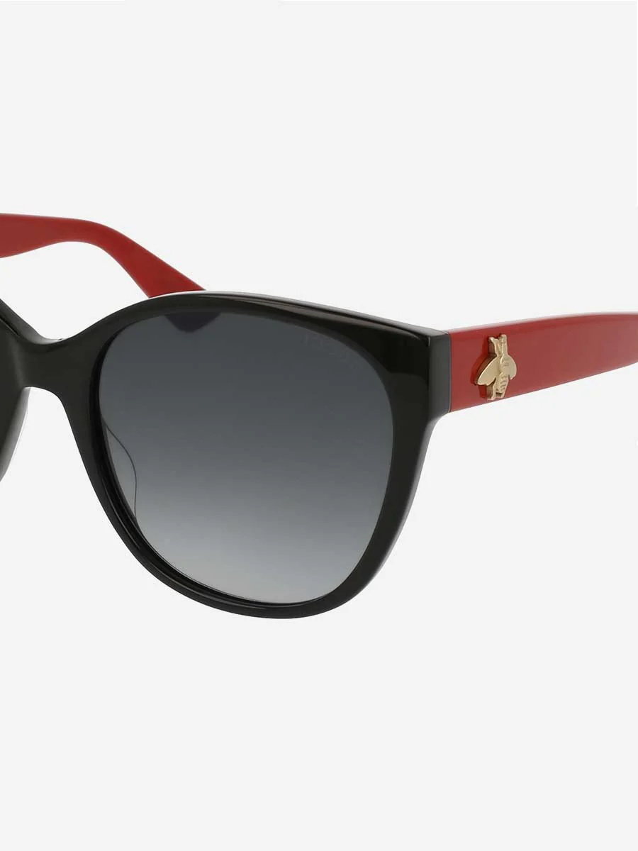 cat eye sunglasses with bee icon - red - Image 2