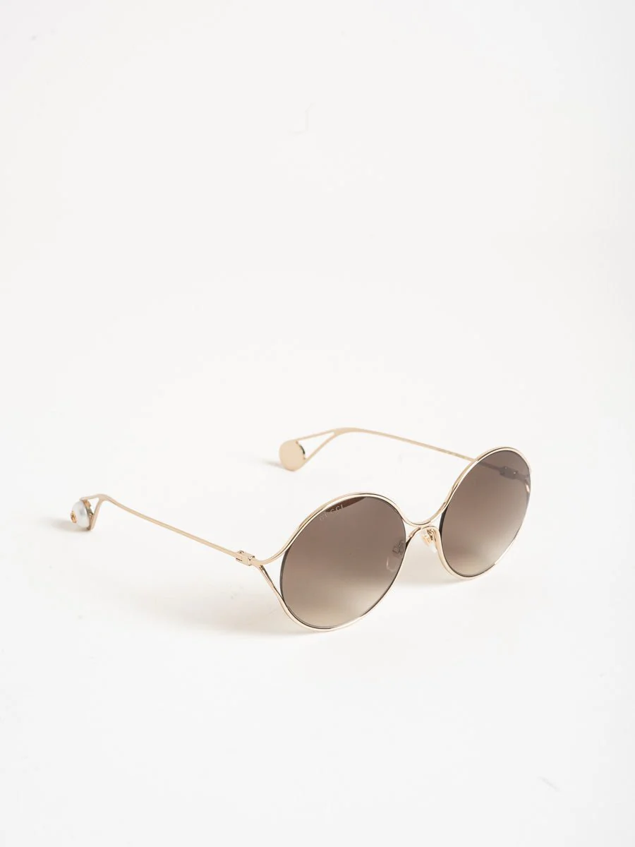 oval metal sunglasses - gold - Image 2
