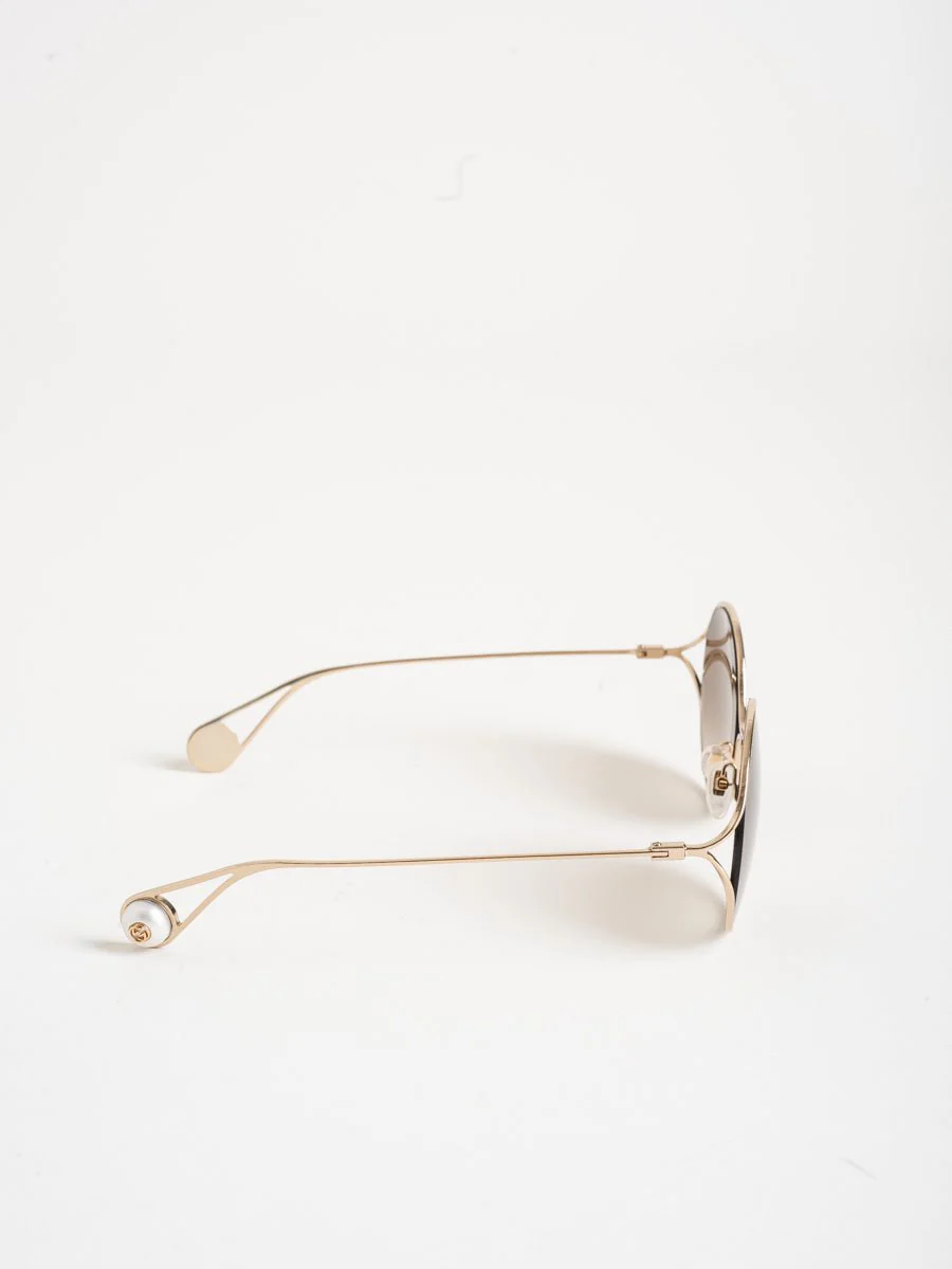 oval metal sunglasses - gold - Image 3