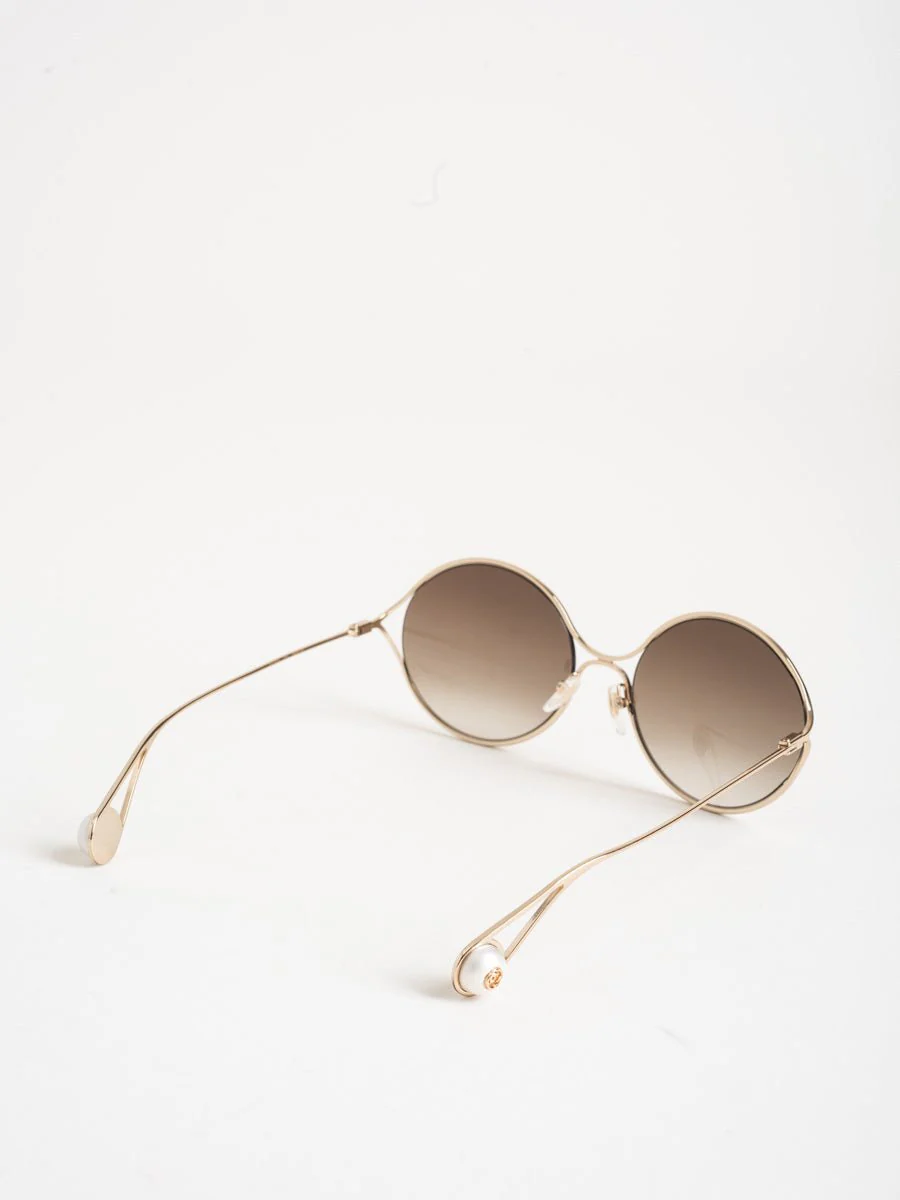 oval metal sunglasses - gold - Image 4