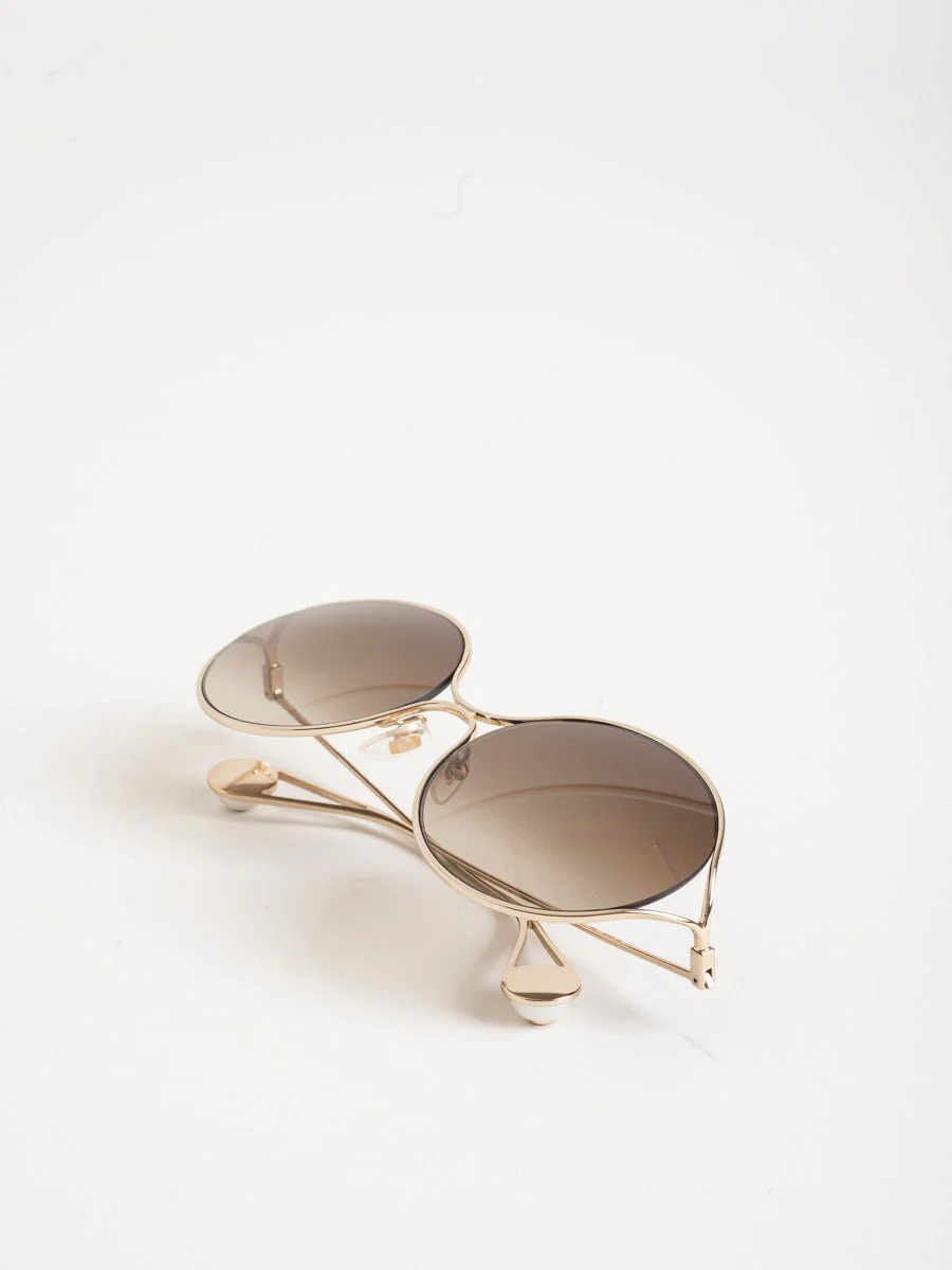 oval metal sunglasses - gold - Image 5
