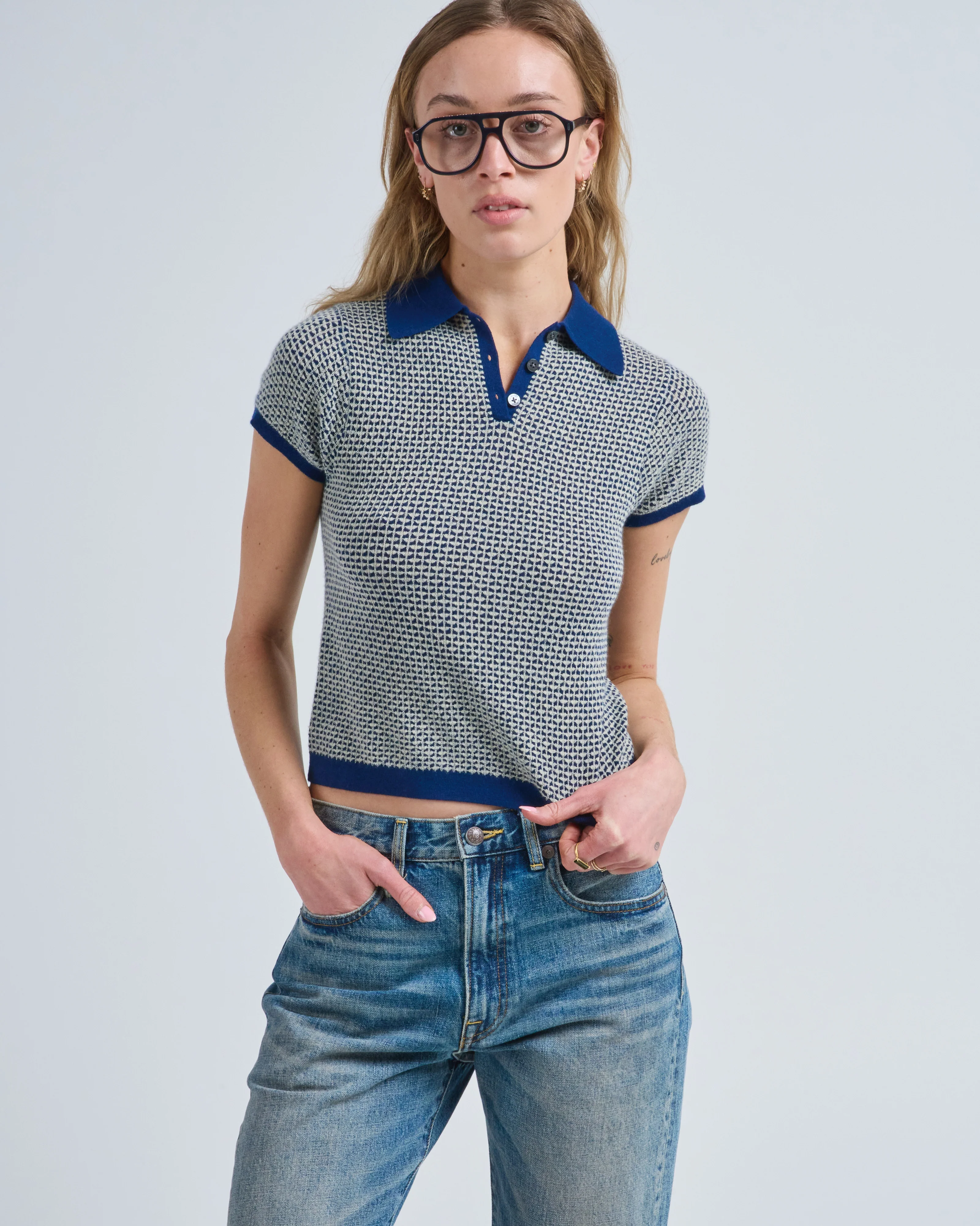 pique shrunken polo sweater - Image 2