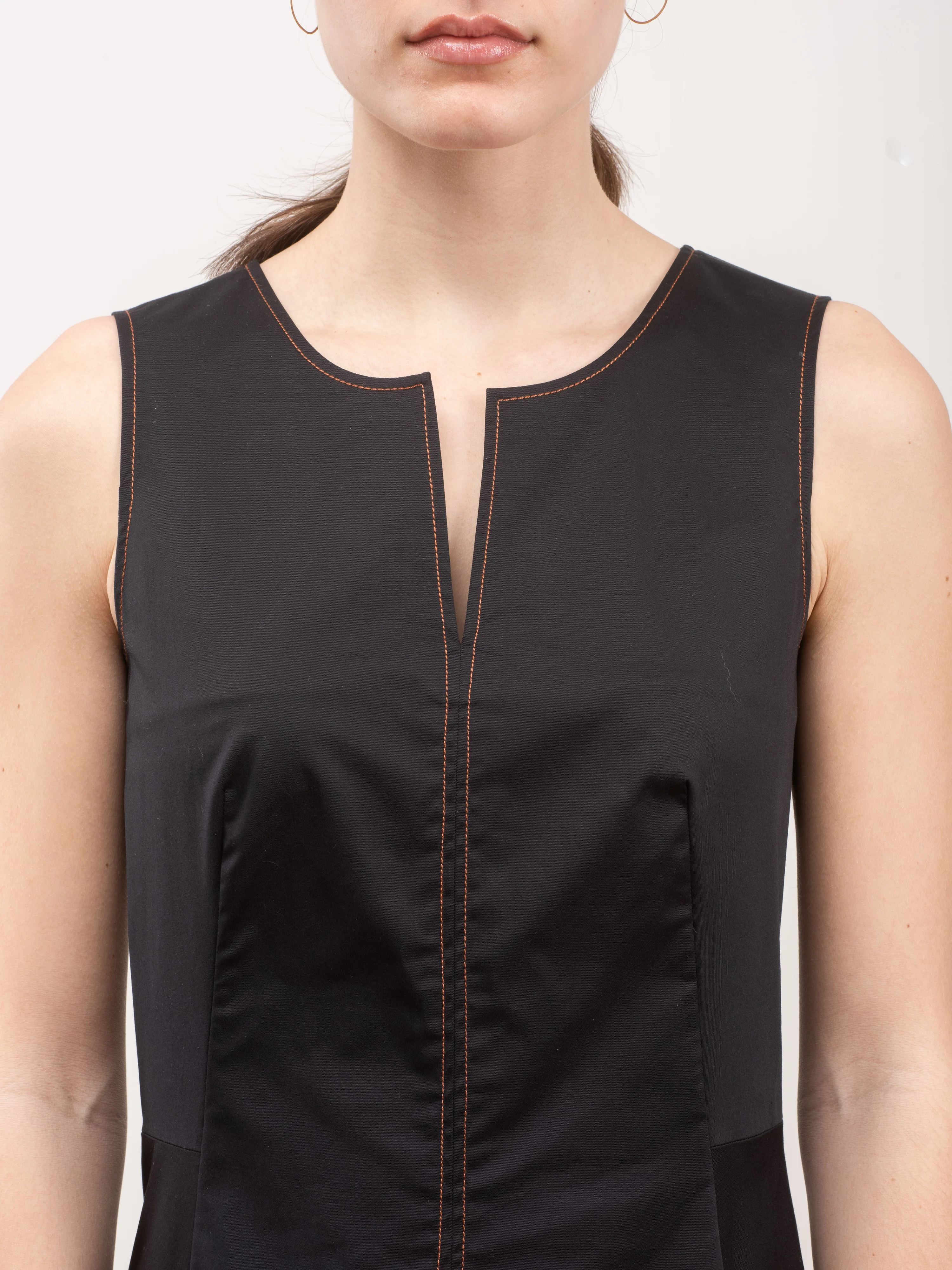 topstitch sleeveless dress - black - Image 4