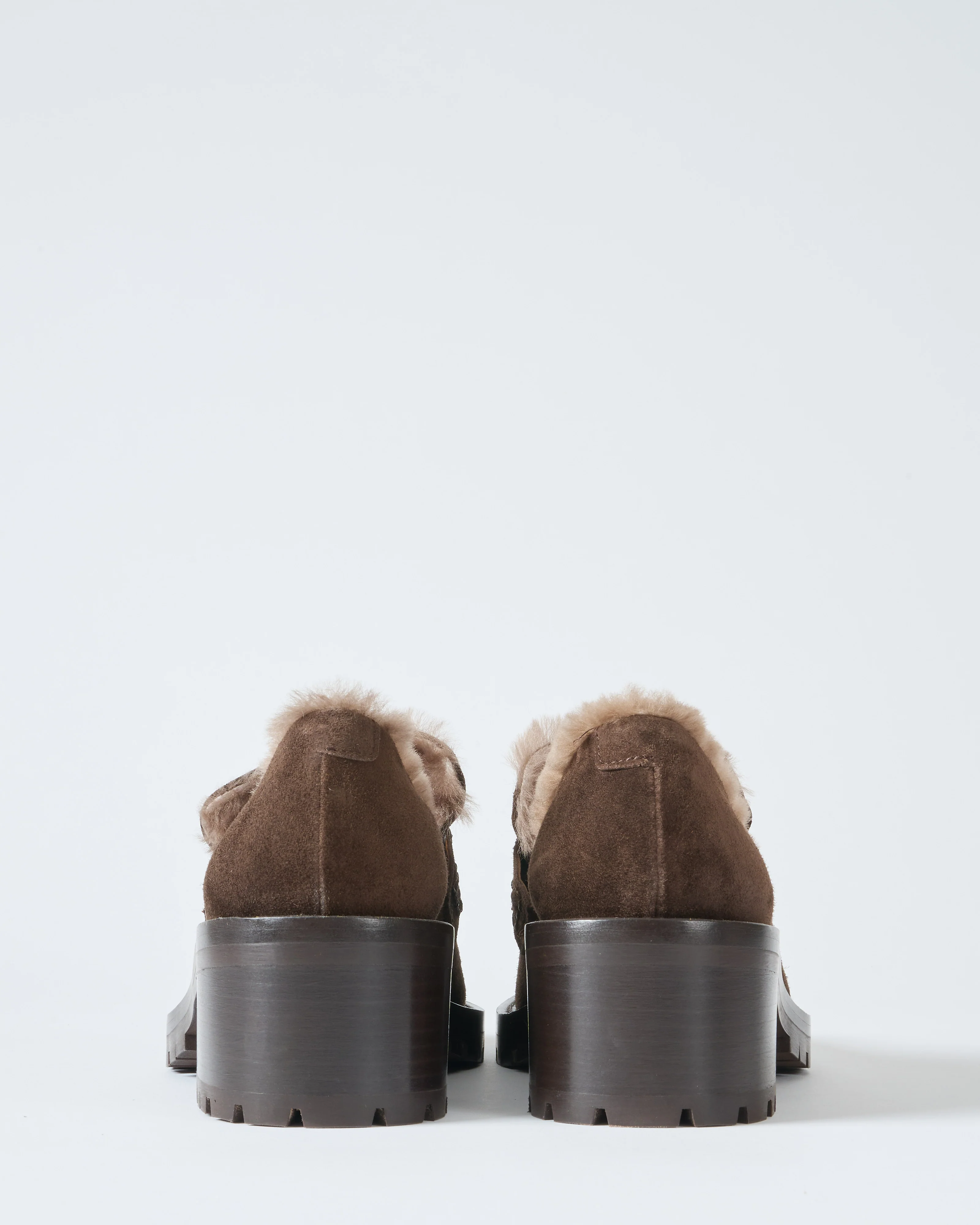 shearling penny loafer lug sole w/ heel - Image 3