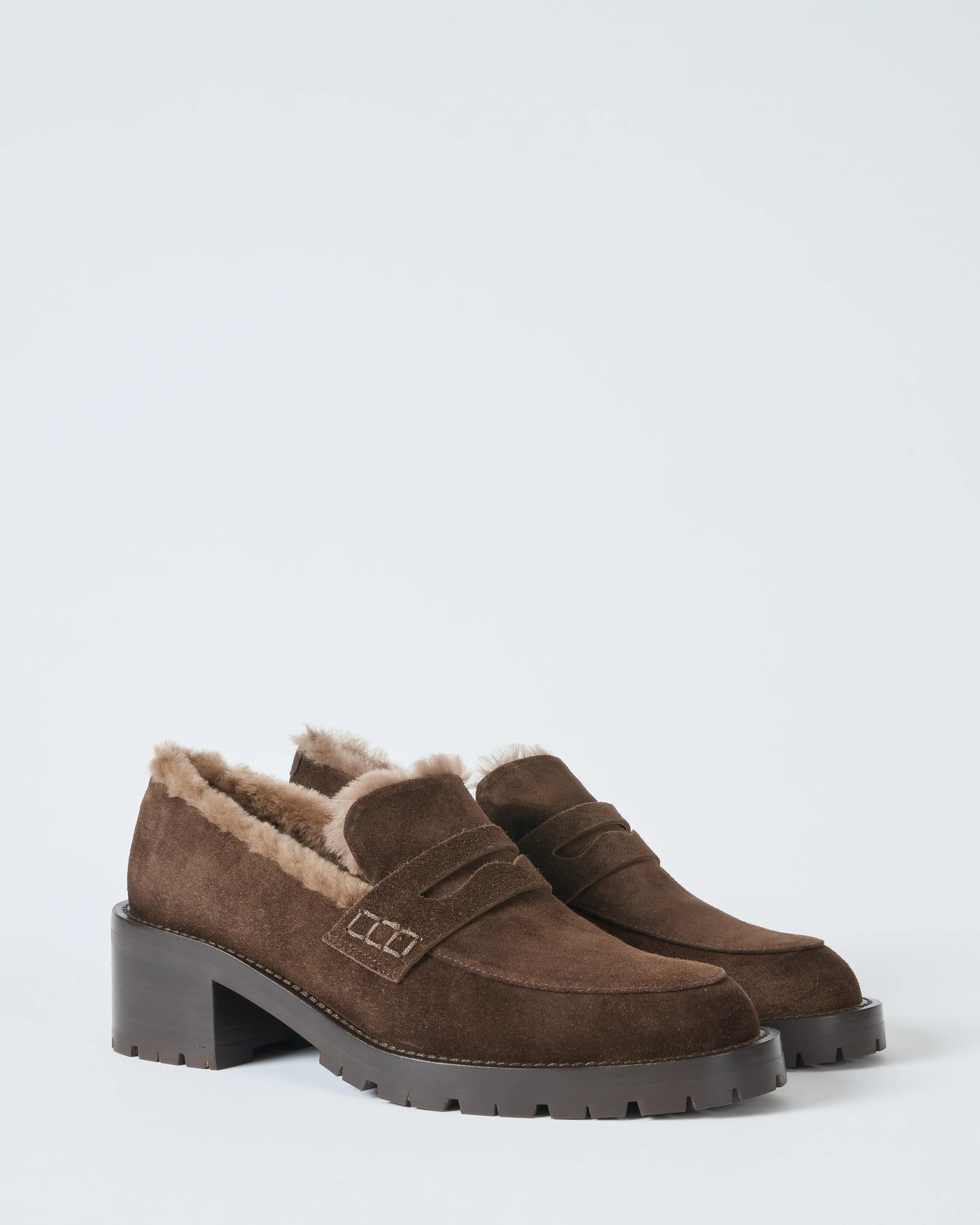 shearling penny loafer lug sole w/ heel - Image 4