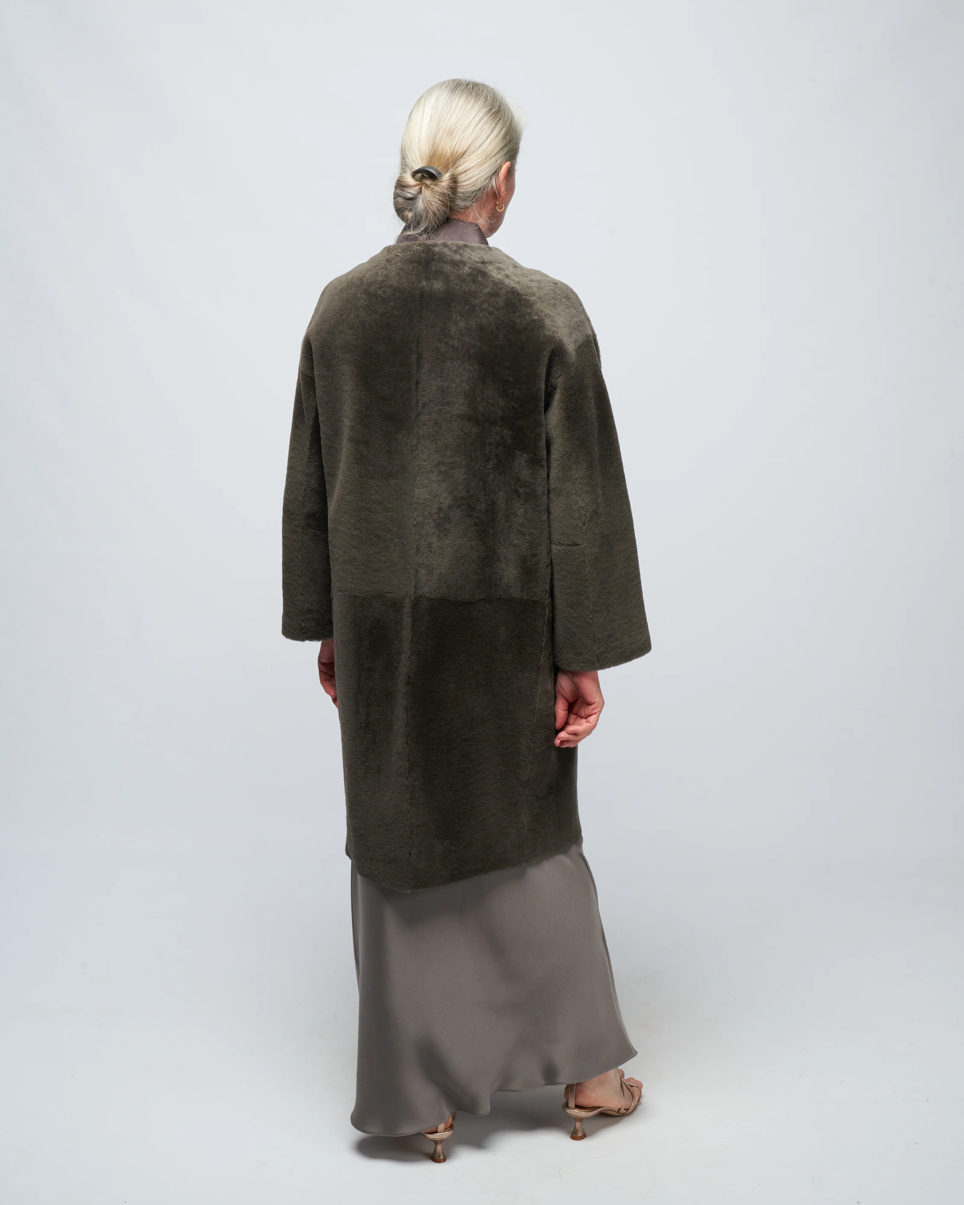 collarless coat - storm merino - Image 4