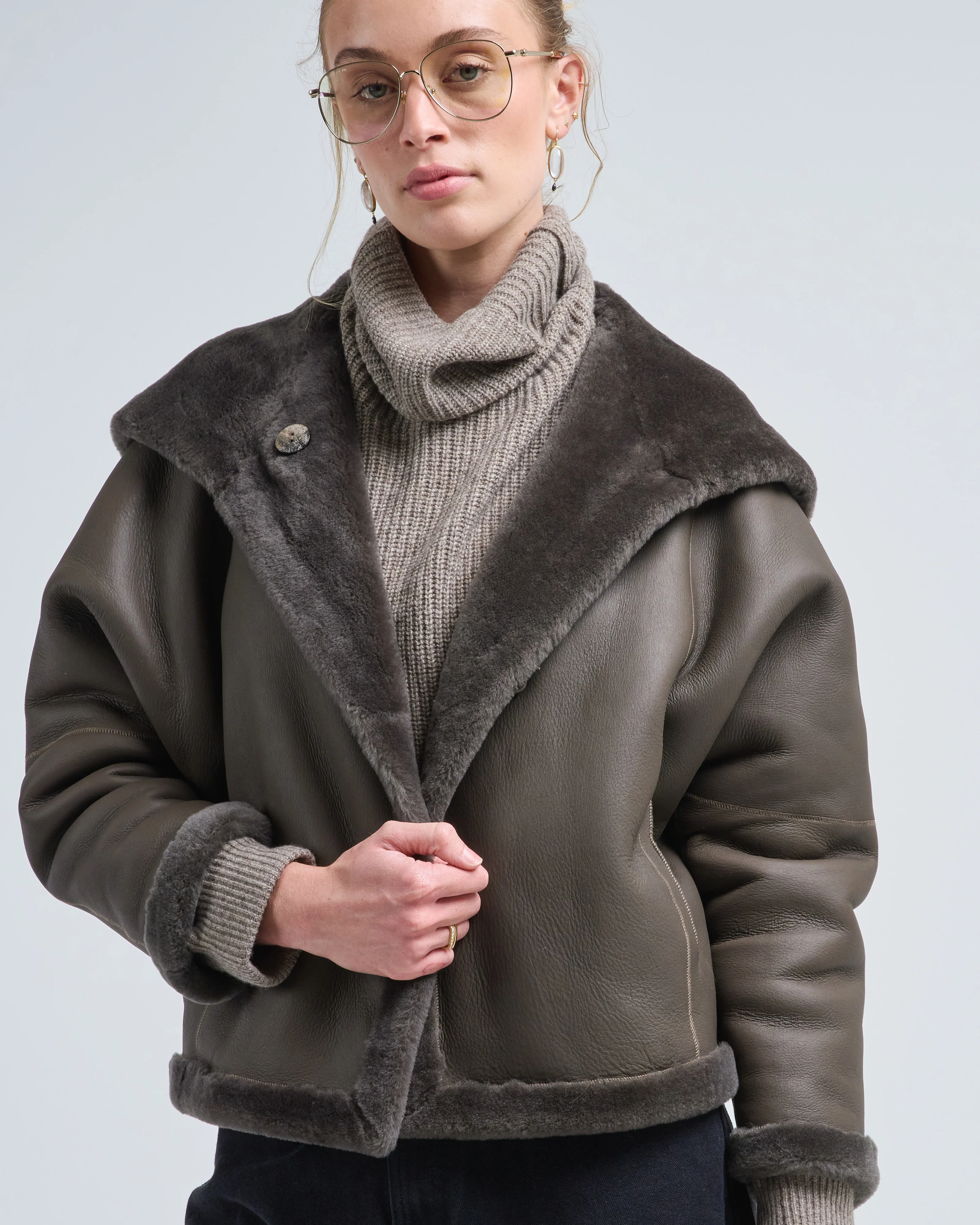 hooded shearling jacket - Image 2
