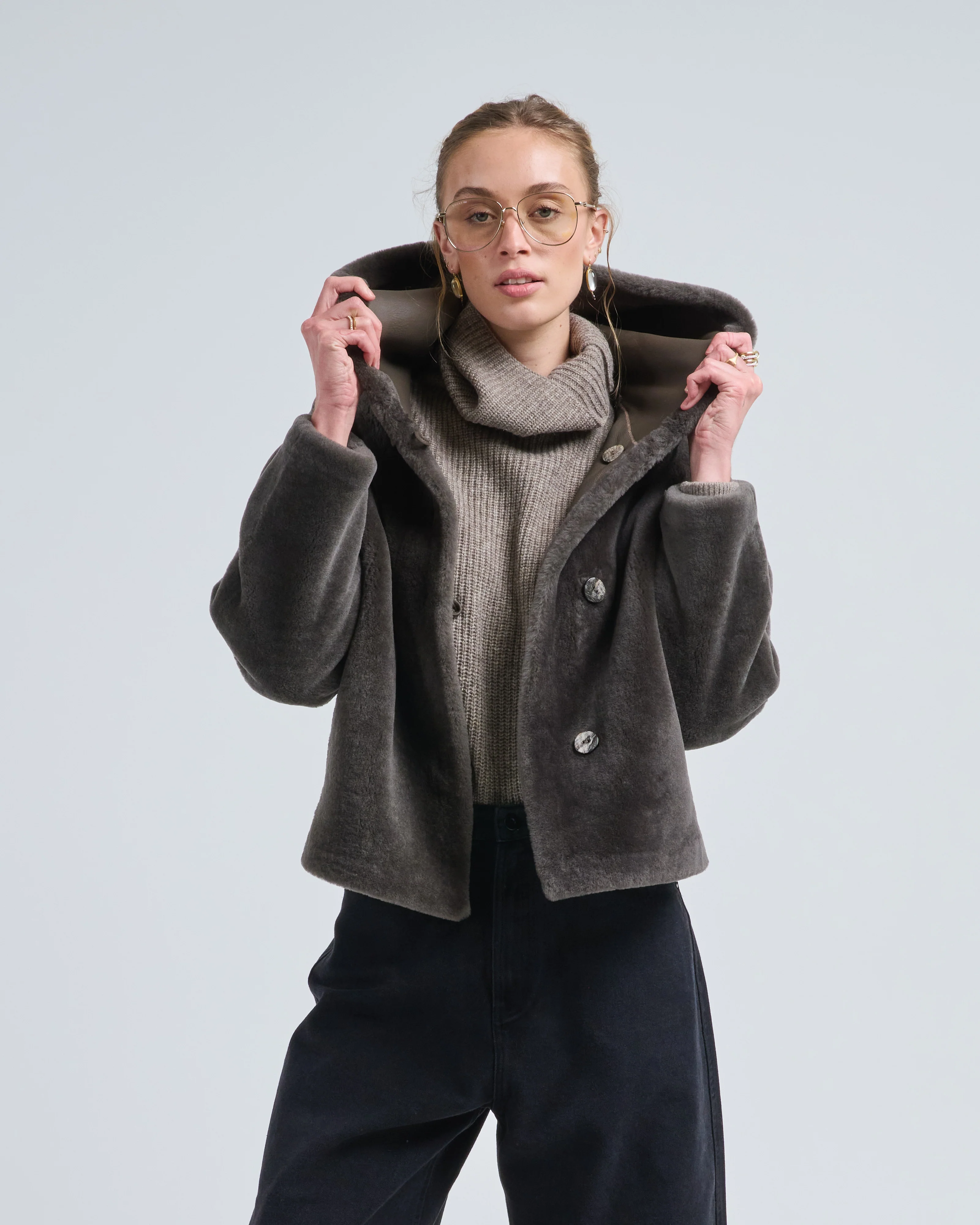 hooded shearling jacket - Image 4