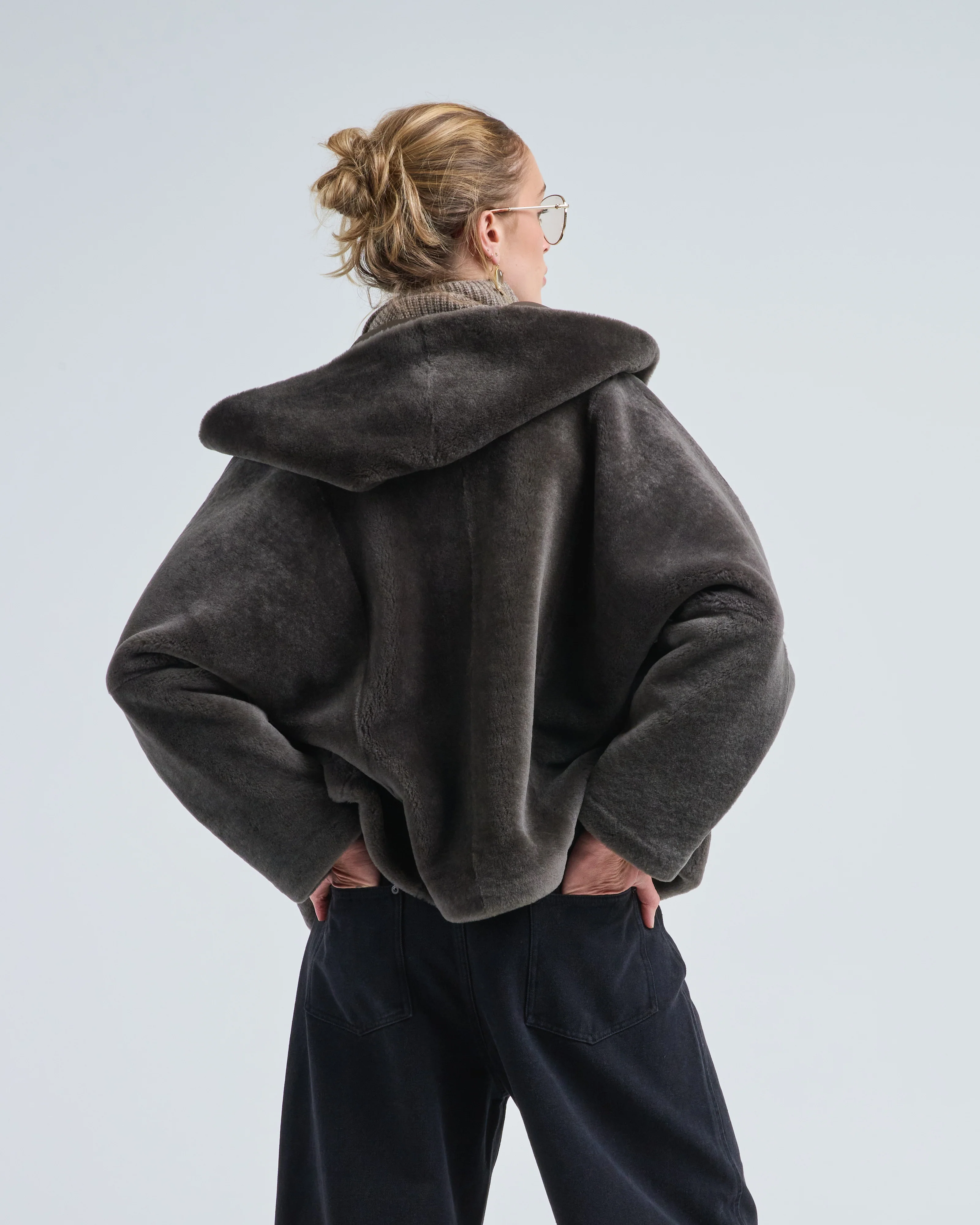 hooded shearling jacket - Image 6