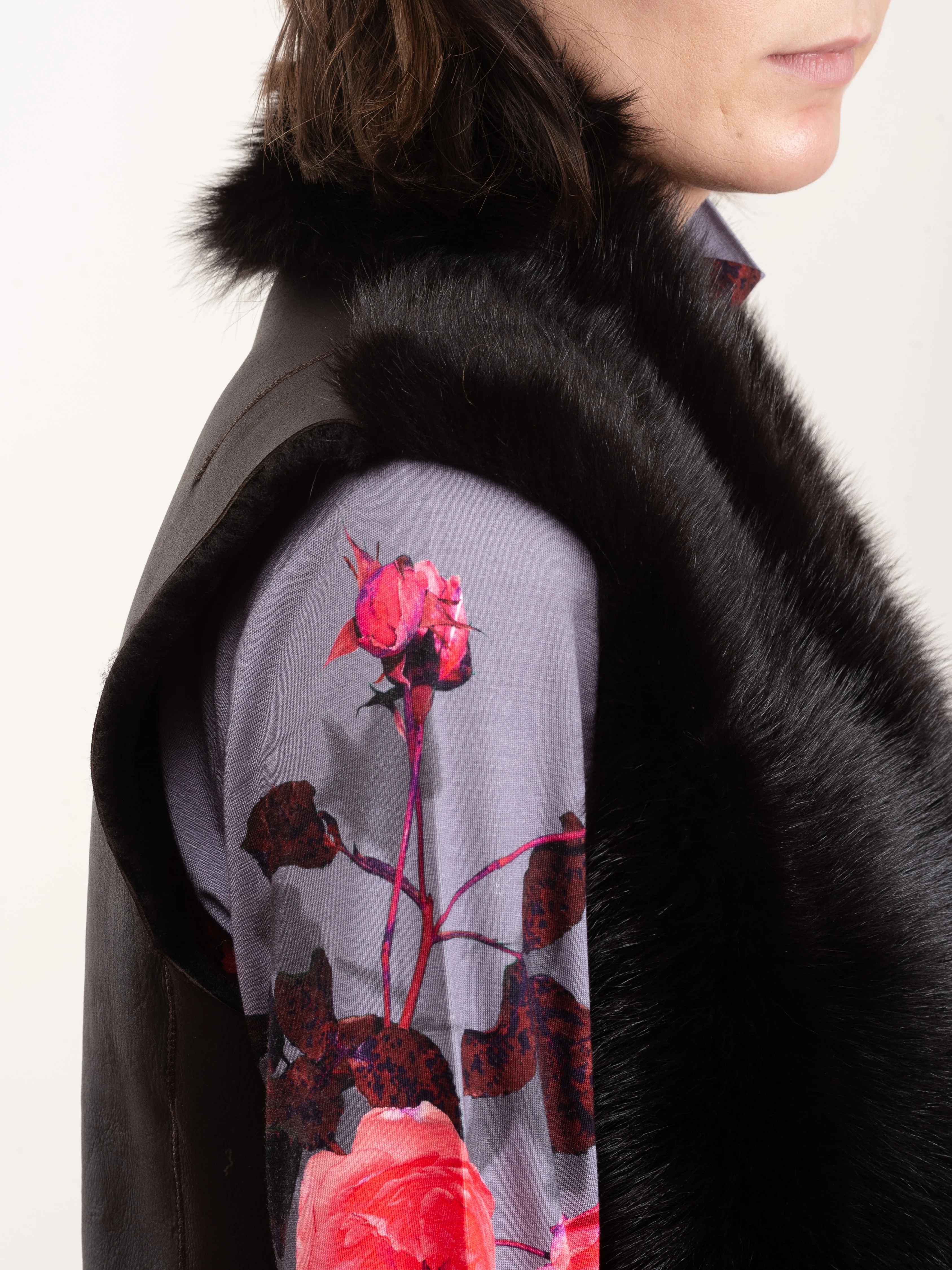 long stand collar shearling gilet - vole - Image 6