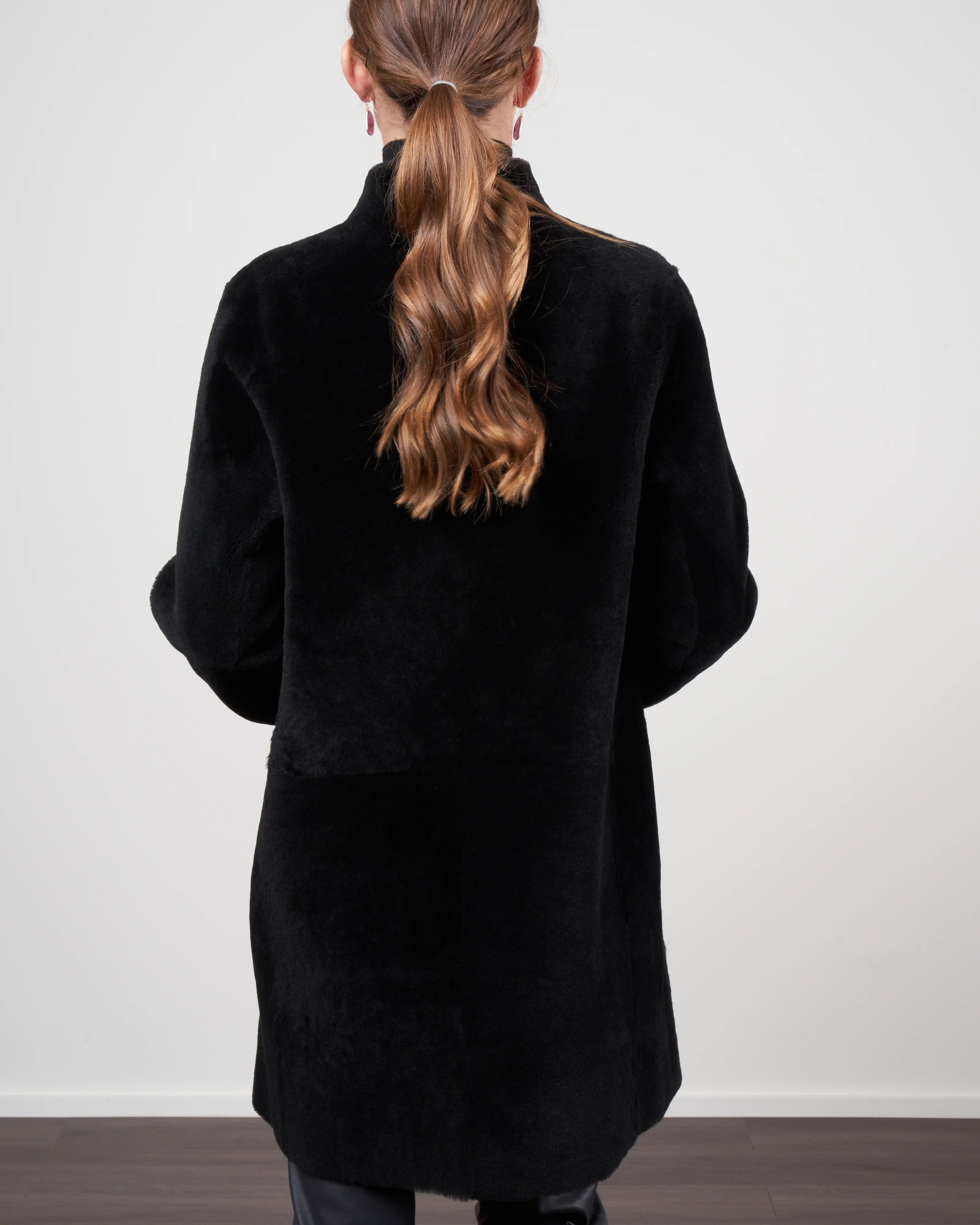 merino short crombie coat - black - Image 4