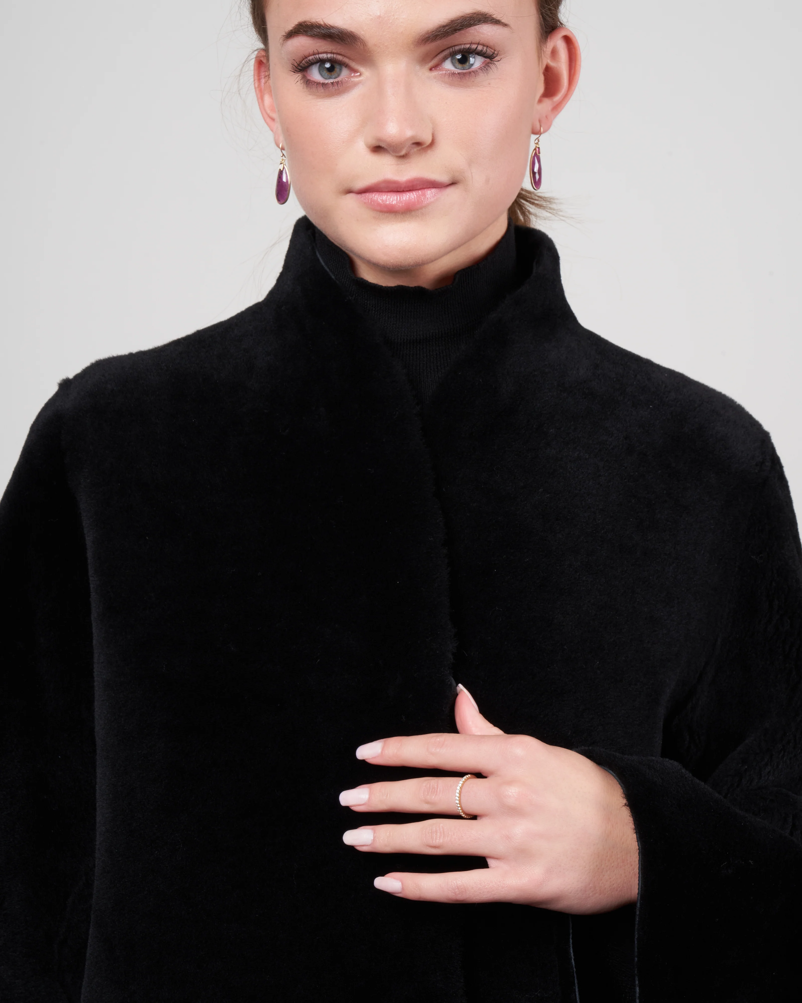 merino short crombie coat - black - Image 5