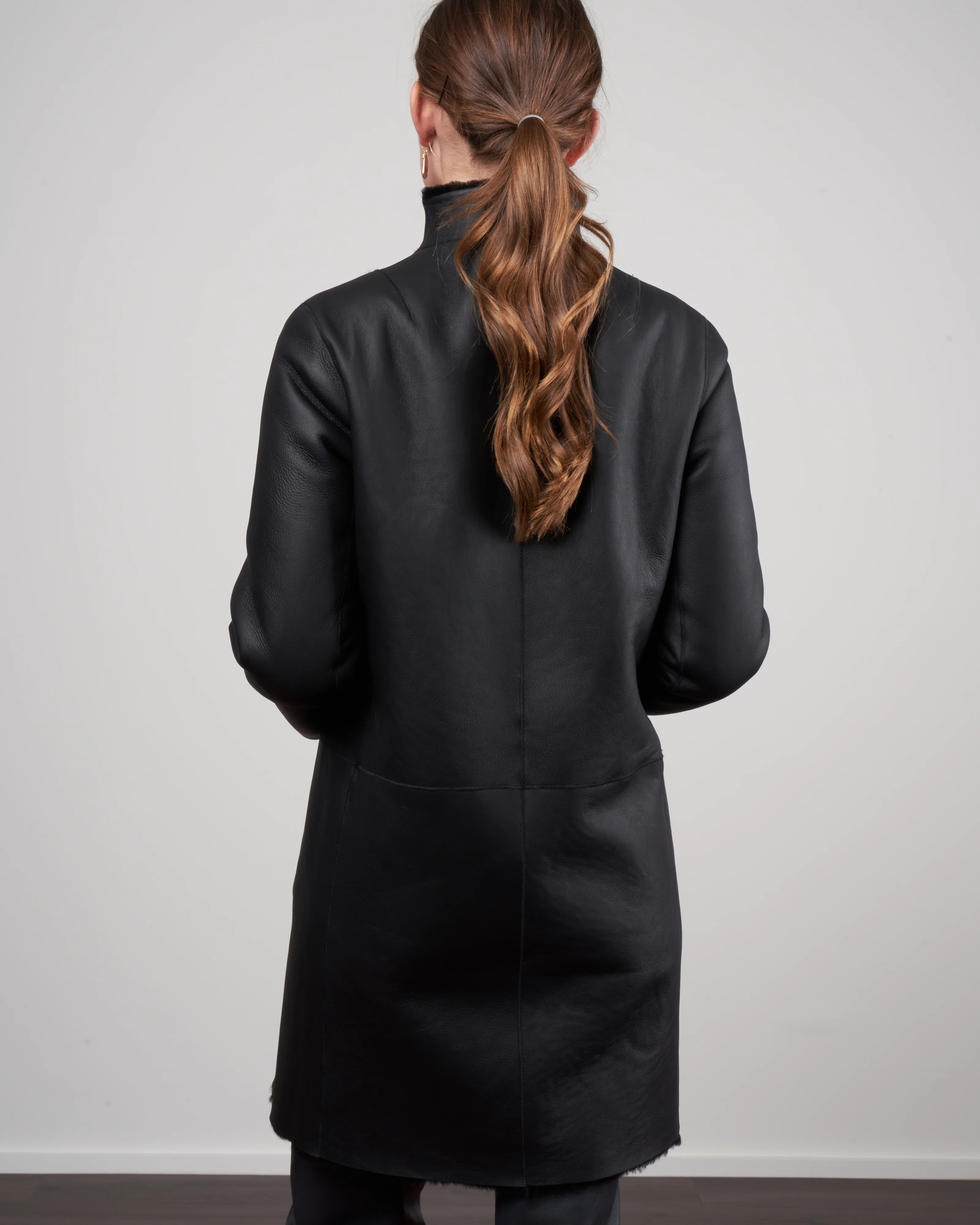 merino short crombie coat - black - Image 8
