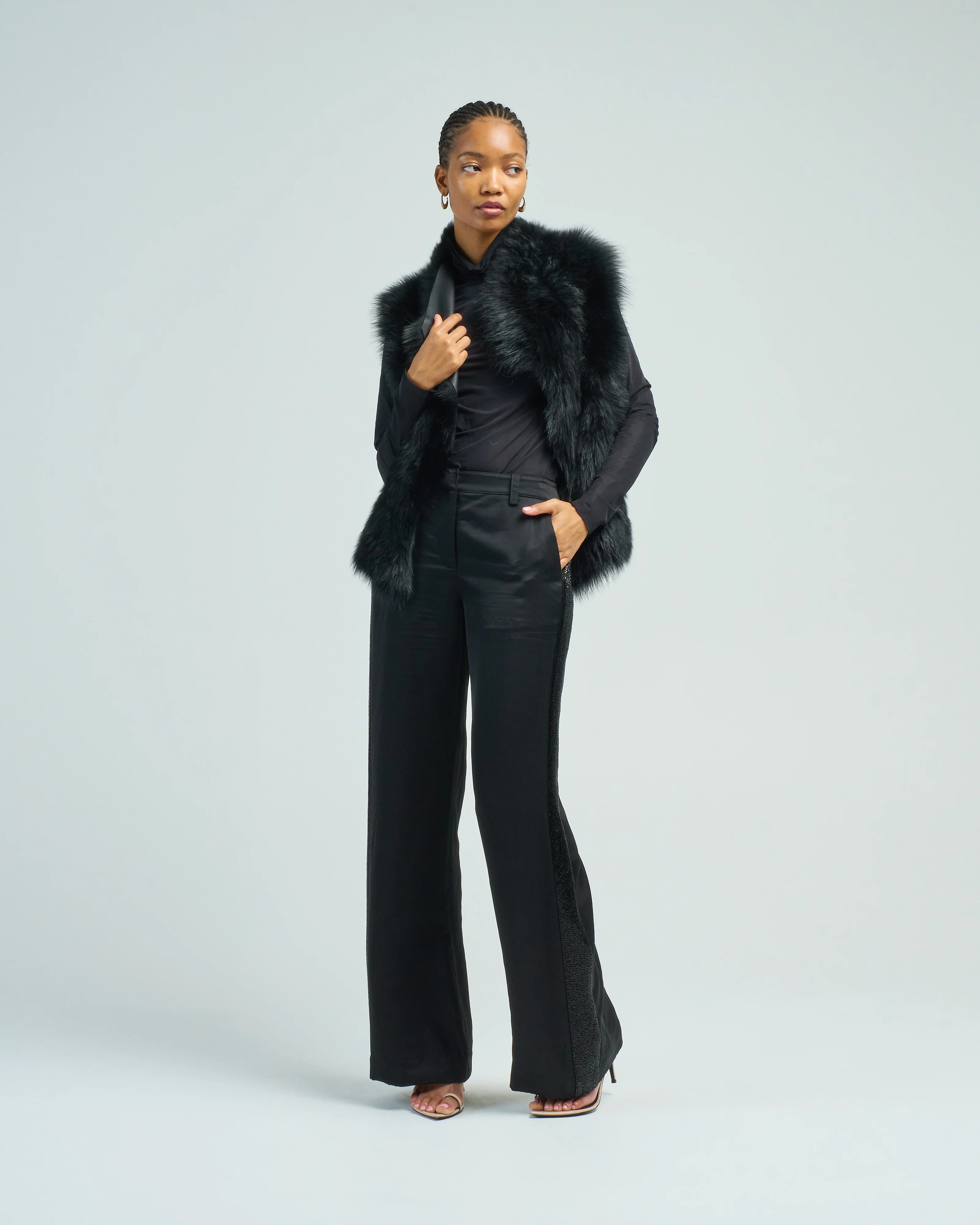 shearling and hand knit gilet - Image 3