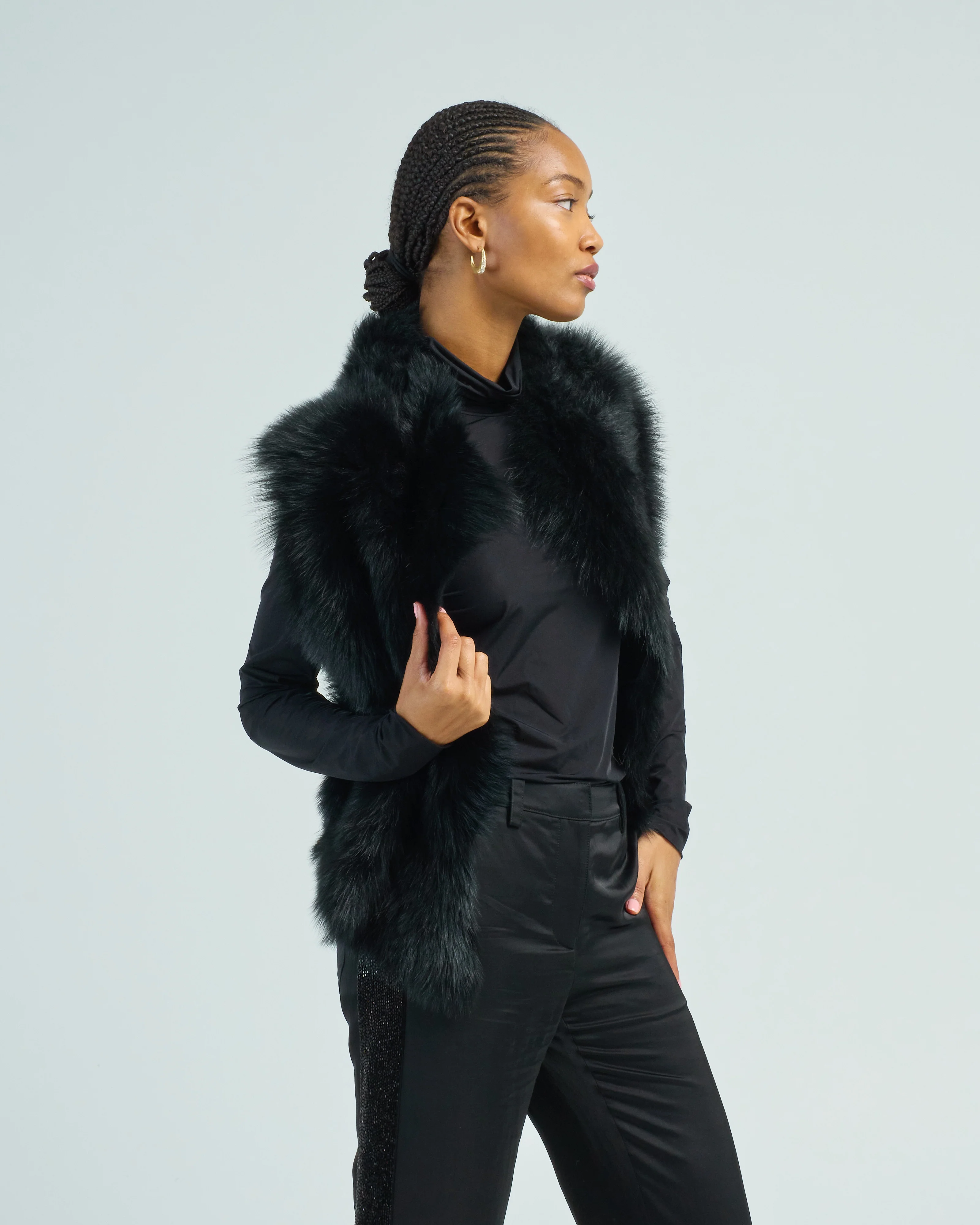 shearling and hand knit gilet - Image 4