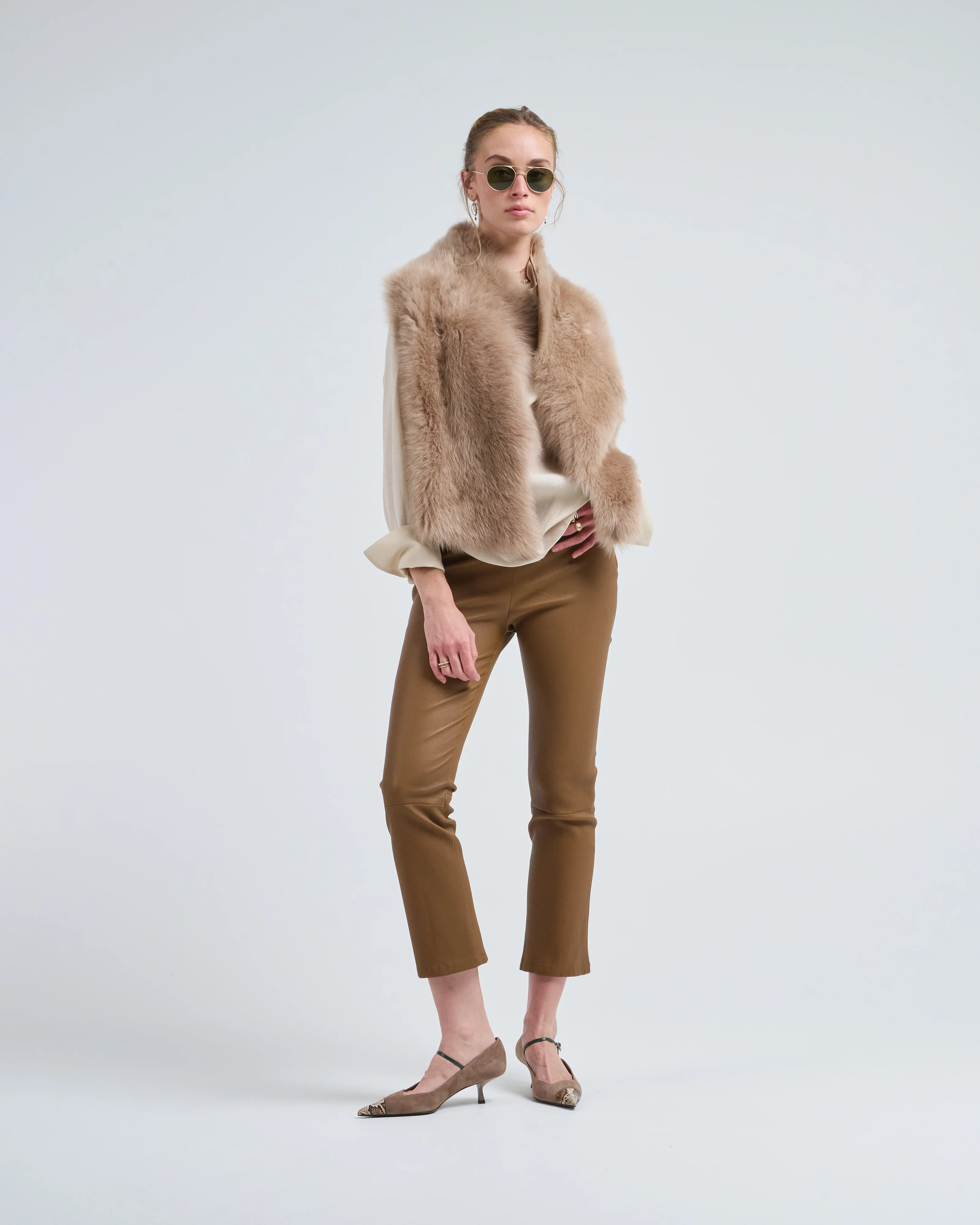 shearling and hand knit gilet - Image 3