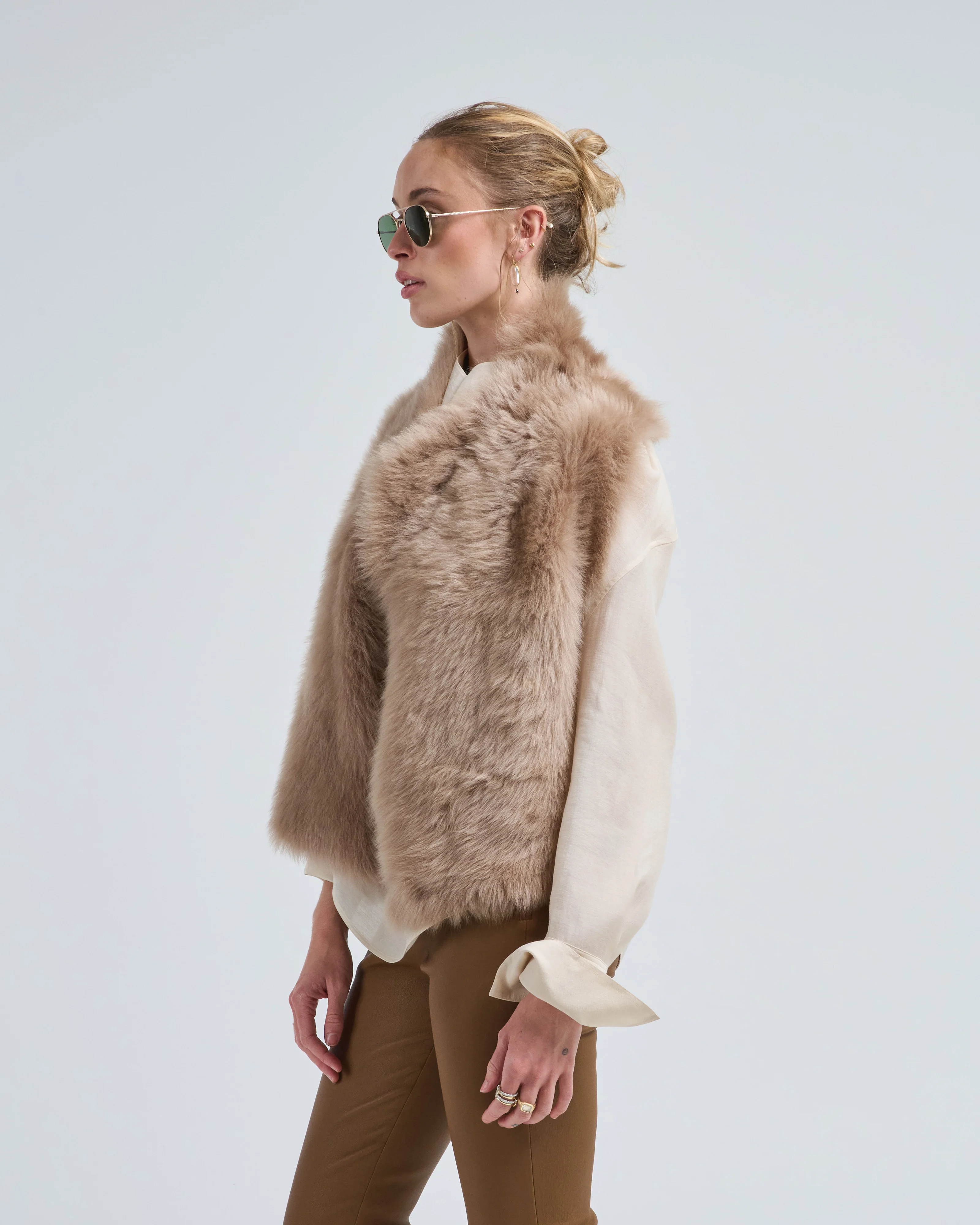 shearling and hand knit gilet - Image 4