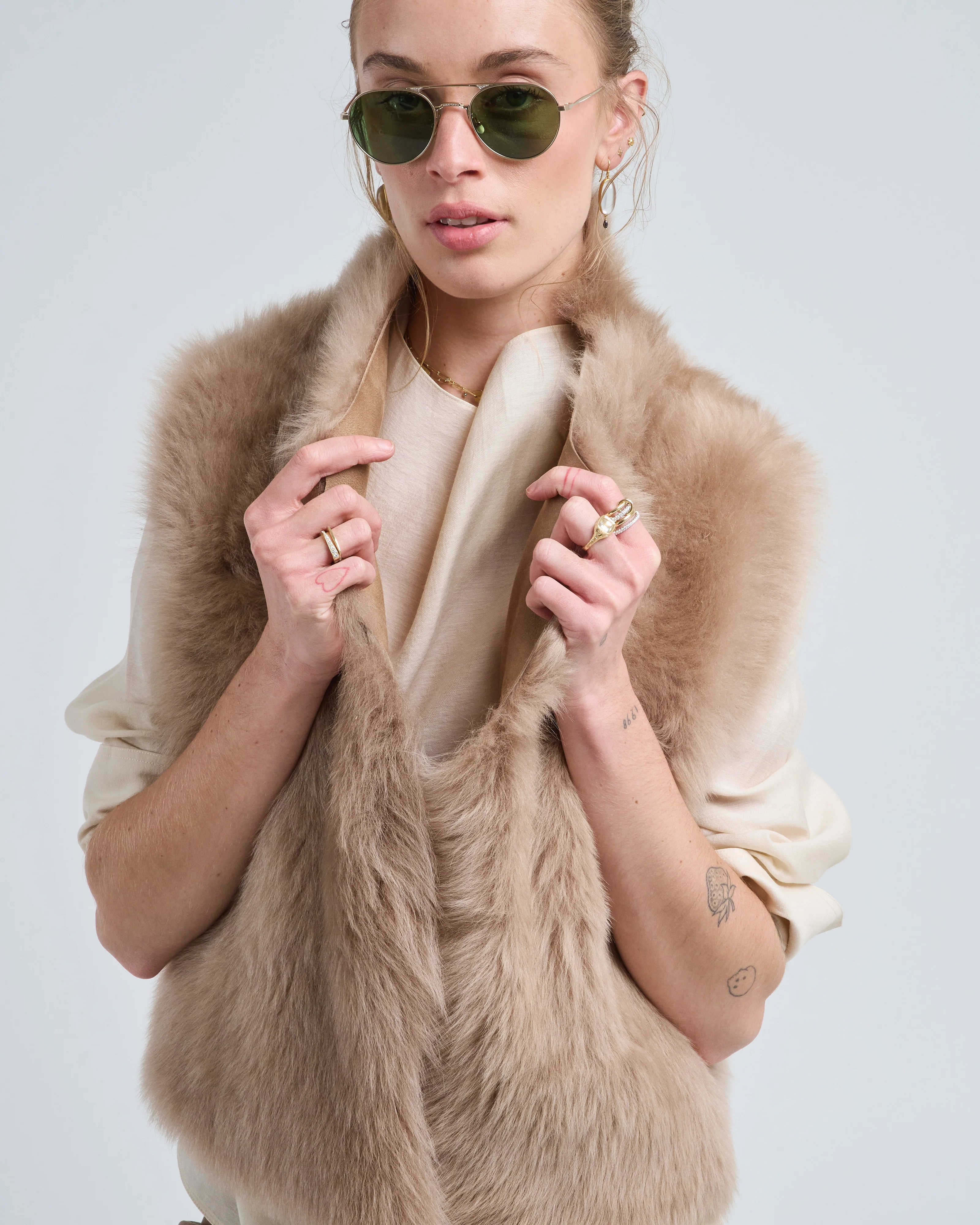 shearling and hand knit gilet - Image 6