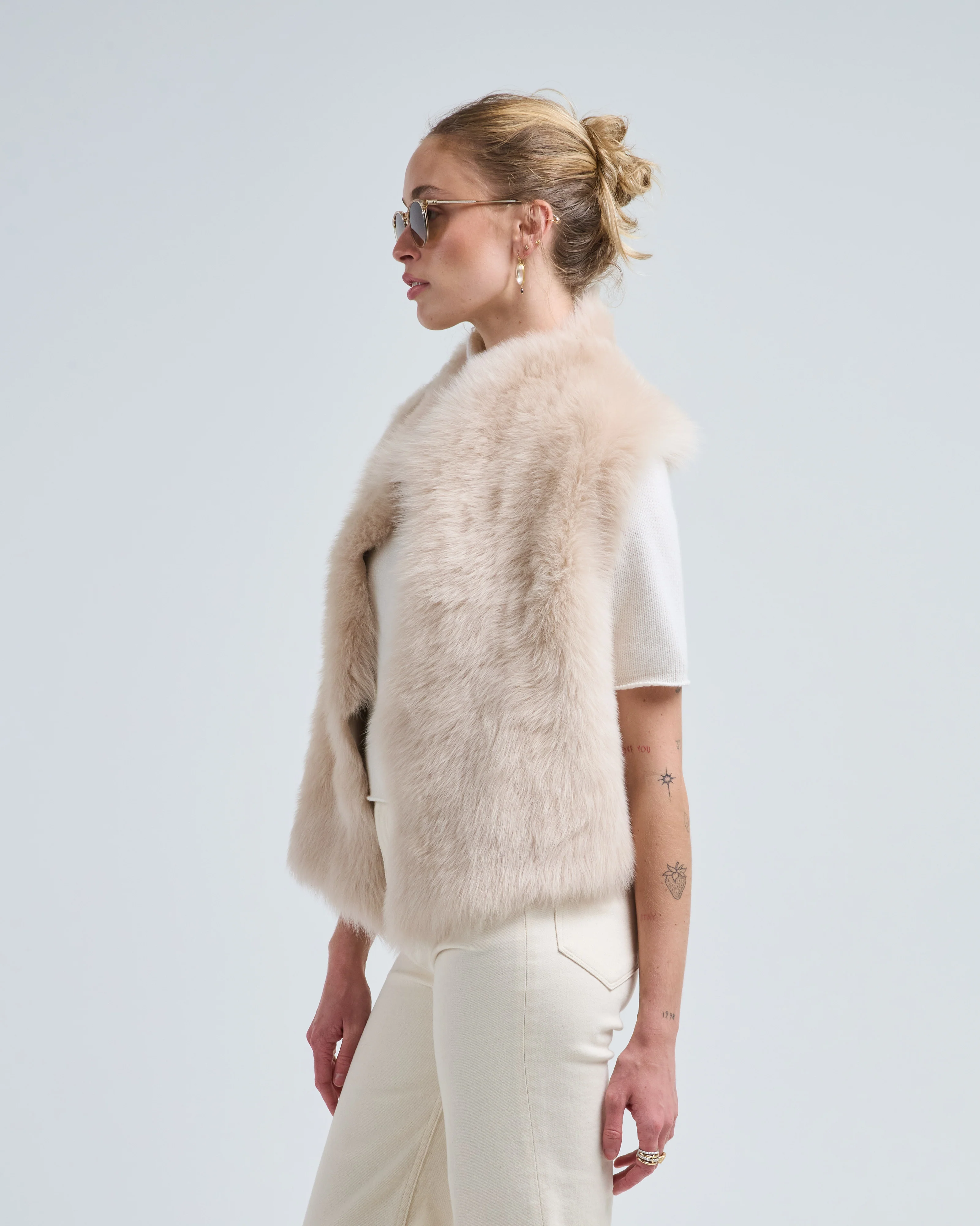 shearling and hand knit gilet - Image 5
