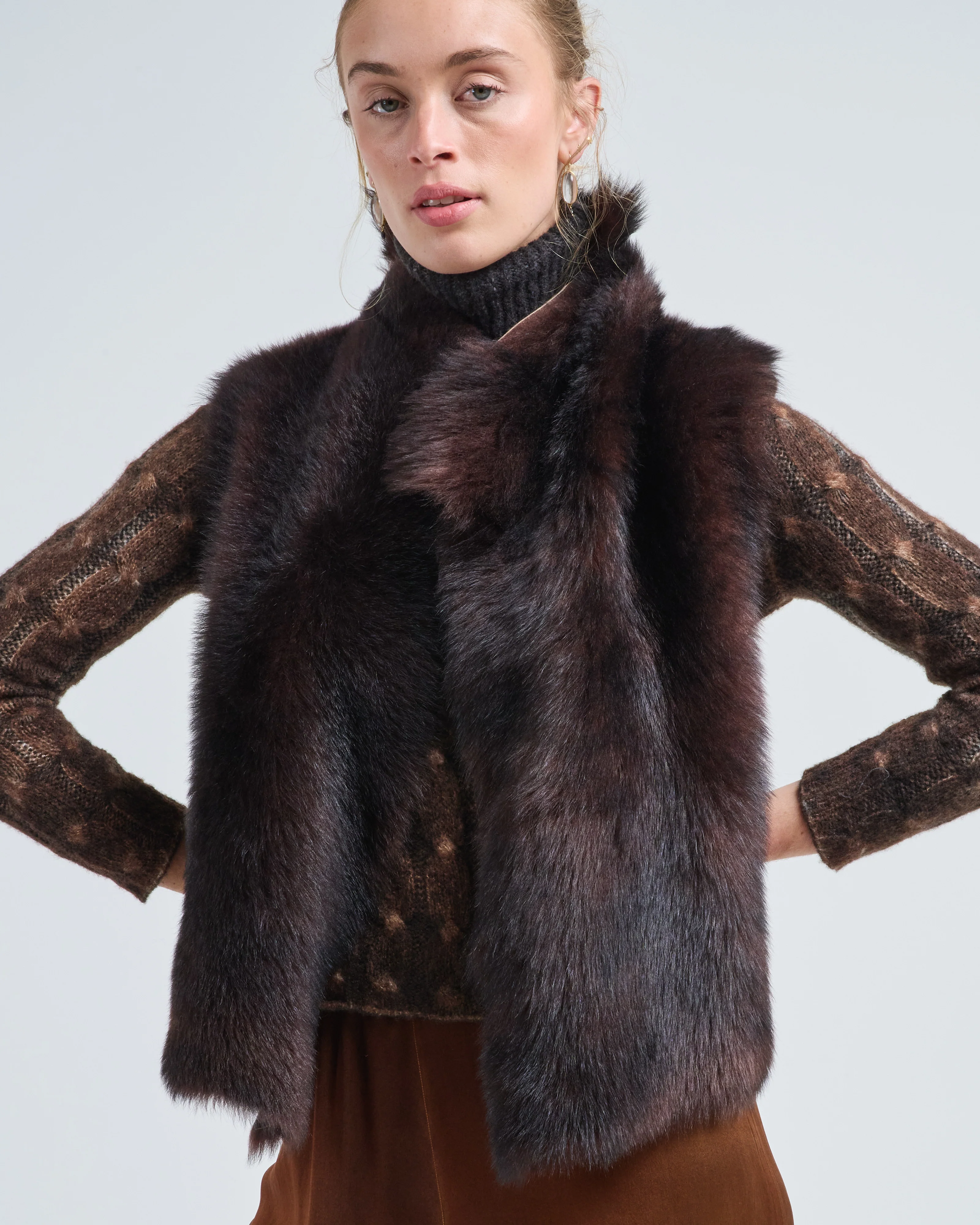 shearling and hand knit gilet - Image 6