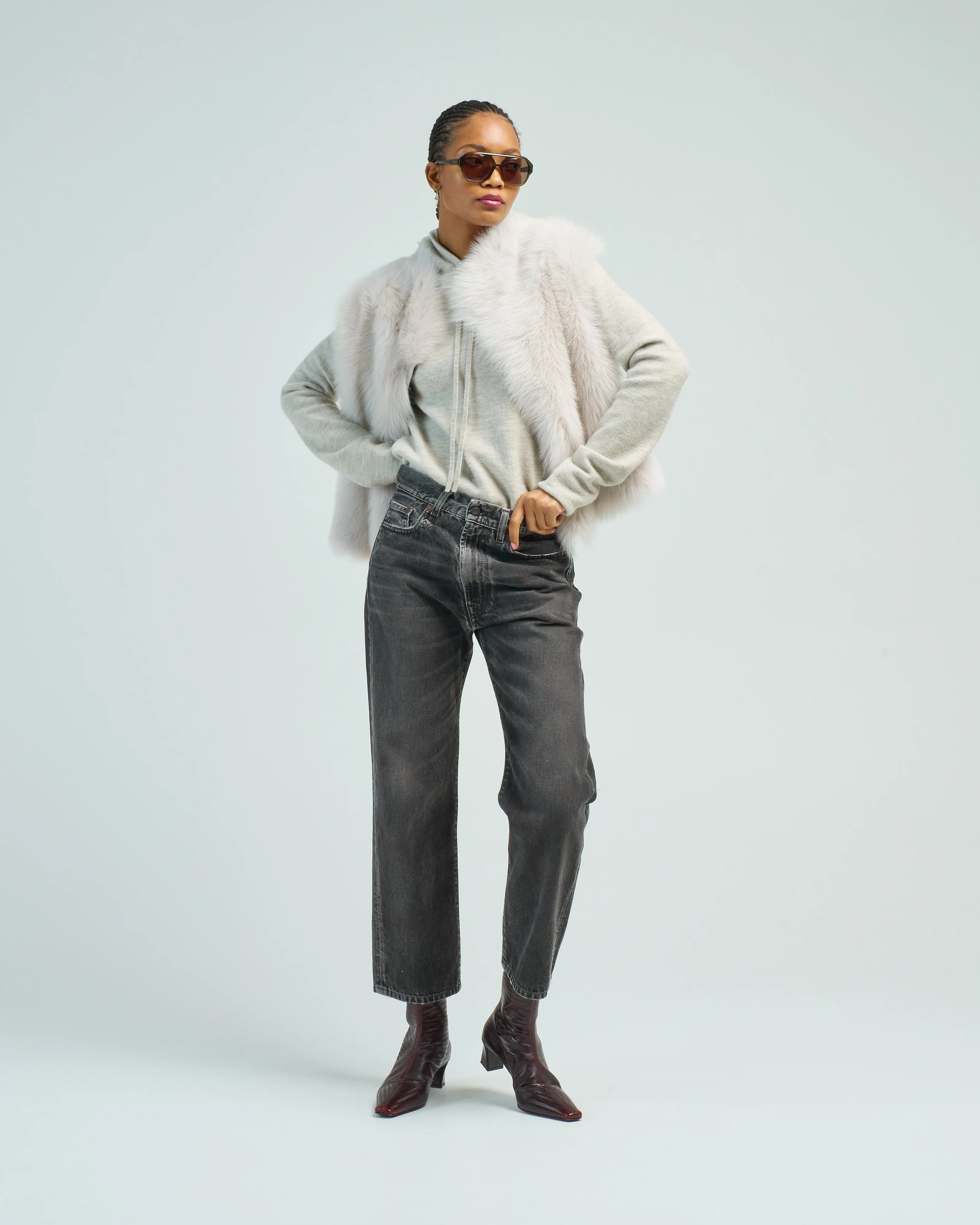 shearling and hand knit gilet - Image 3