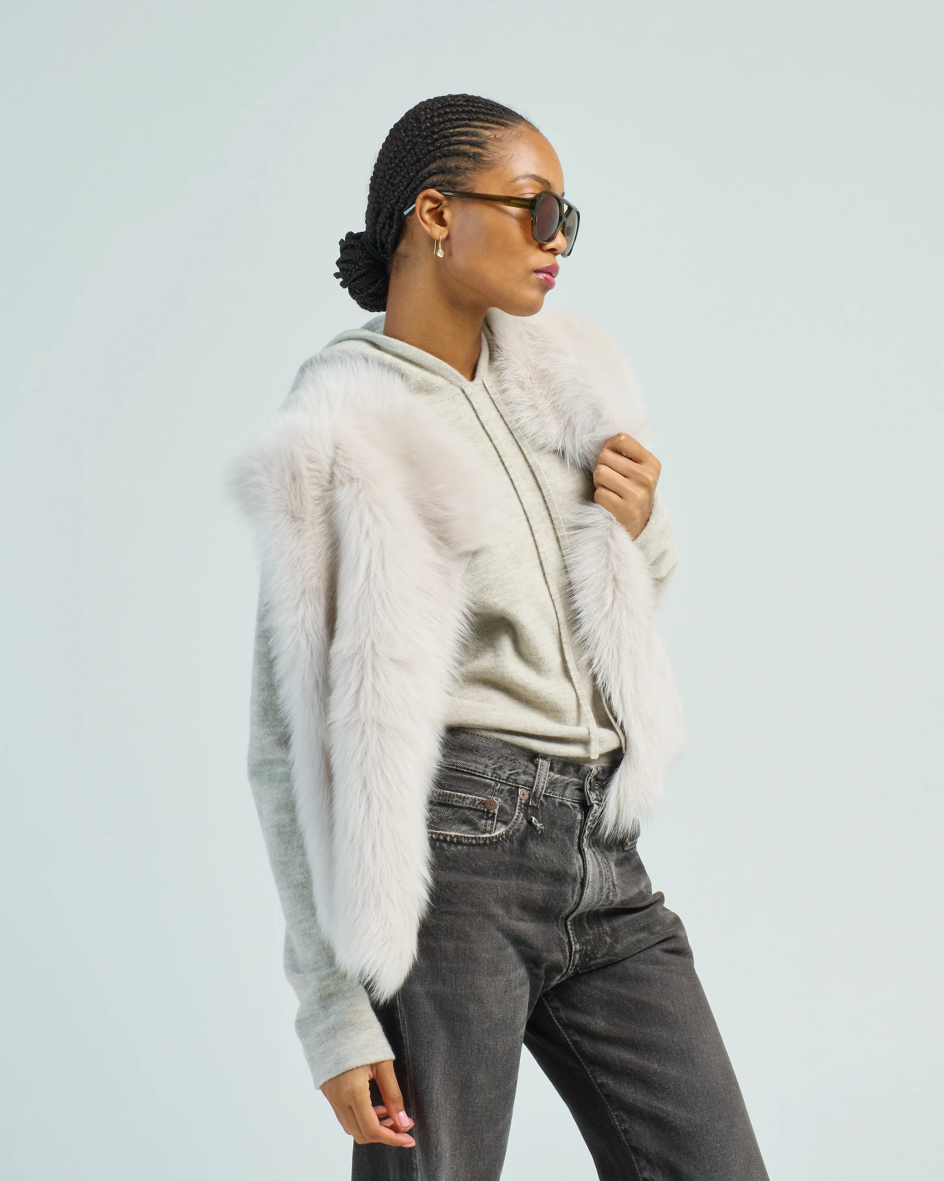 shearling and hand knit gilet - Image 4