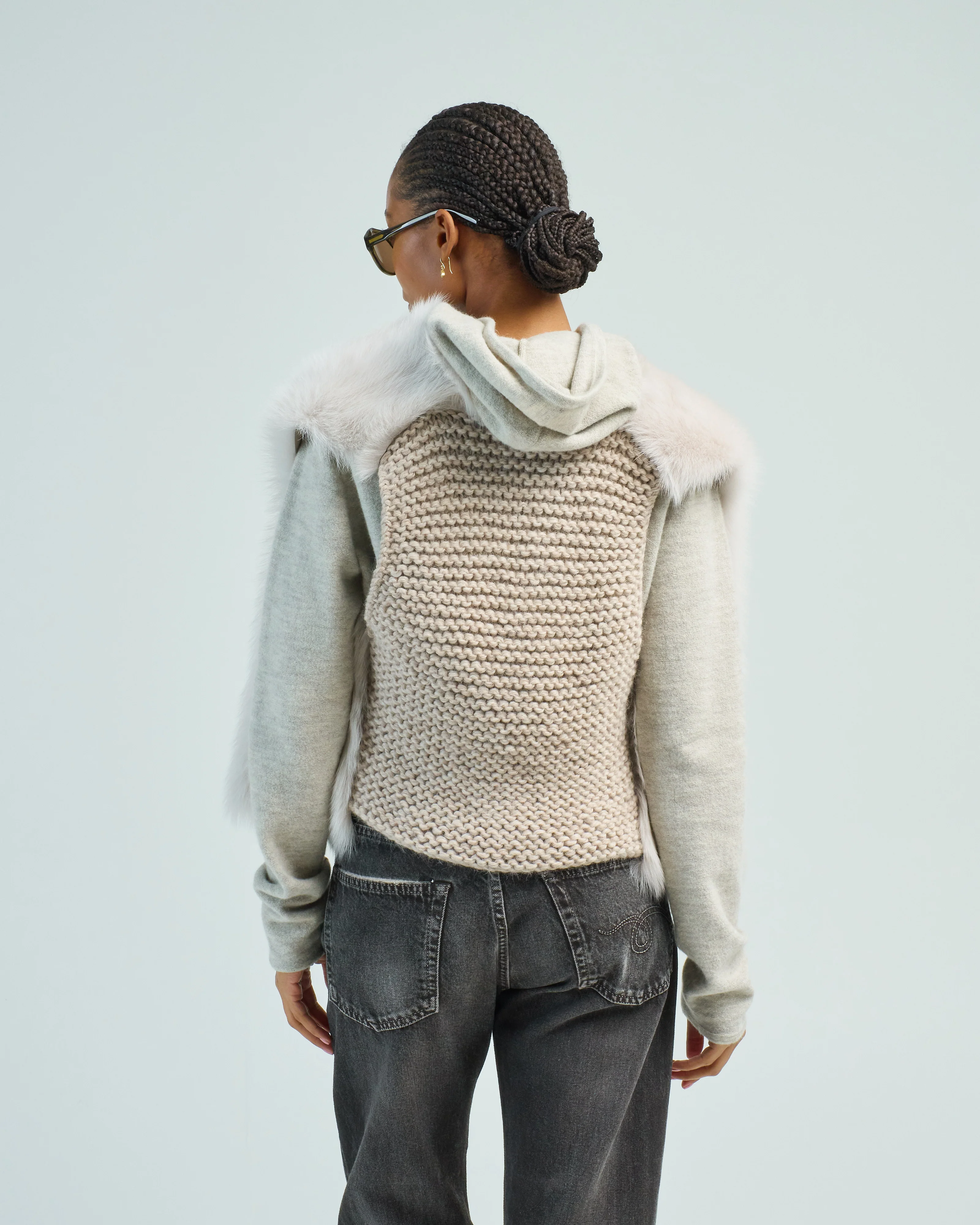 shearling and hand knit gilet - Image 5