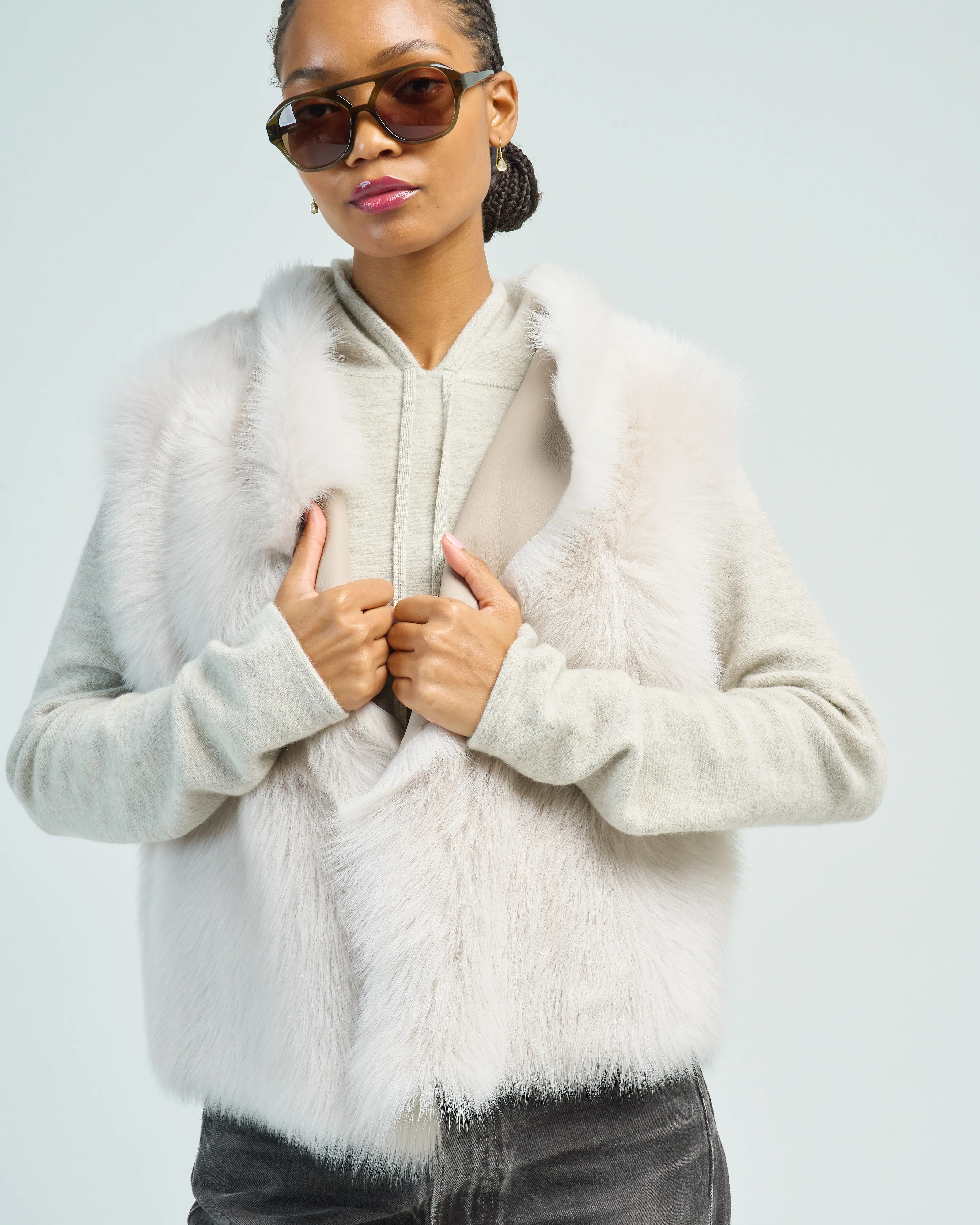 shearling and hand knit gilet - Image 6