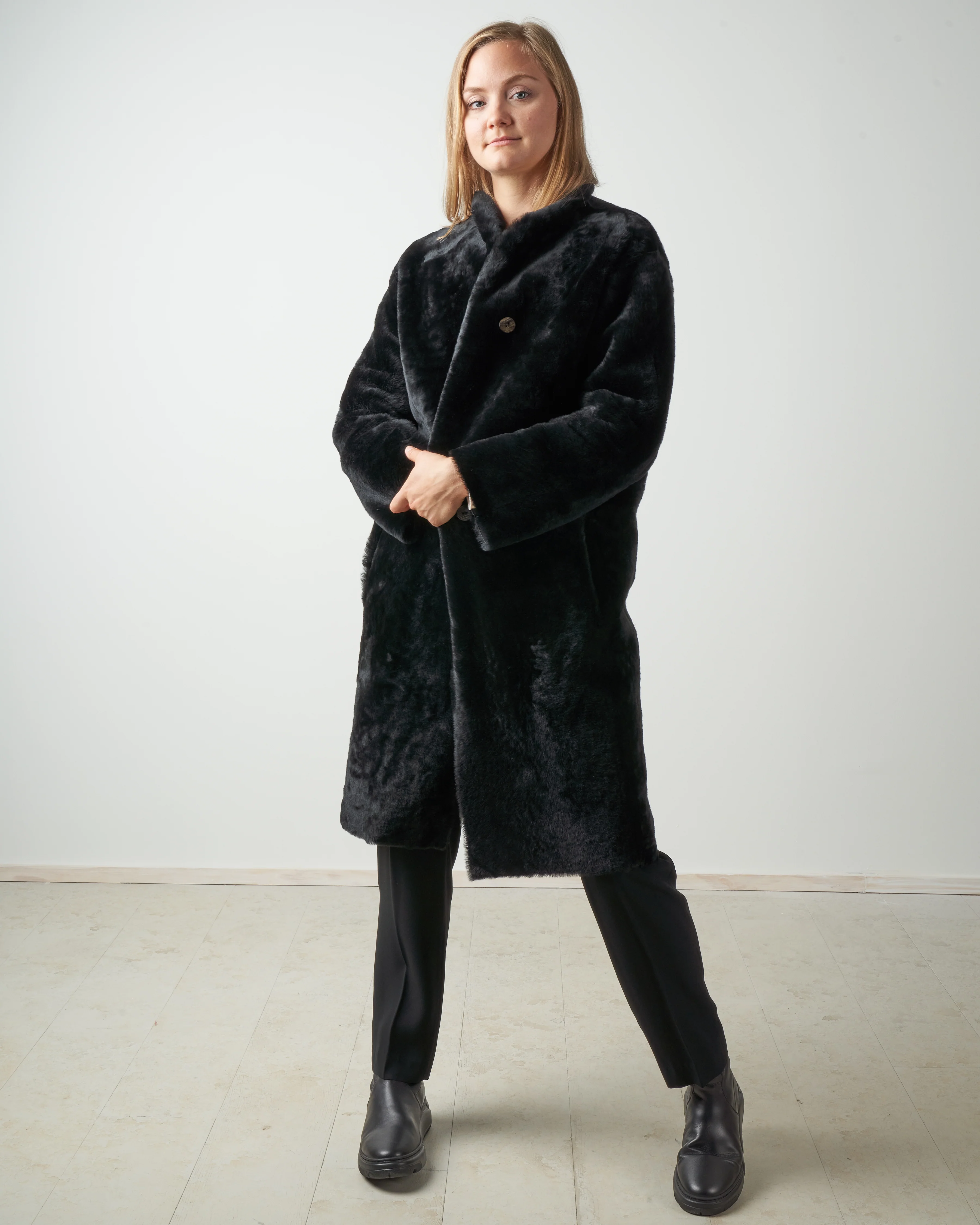 shearling coat merinillo - black - Image 3