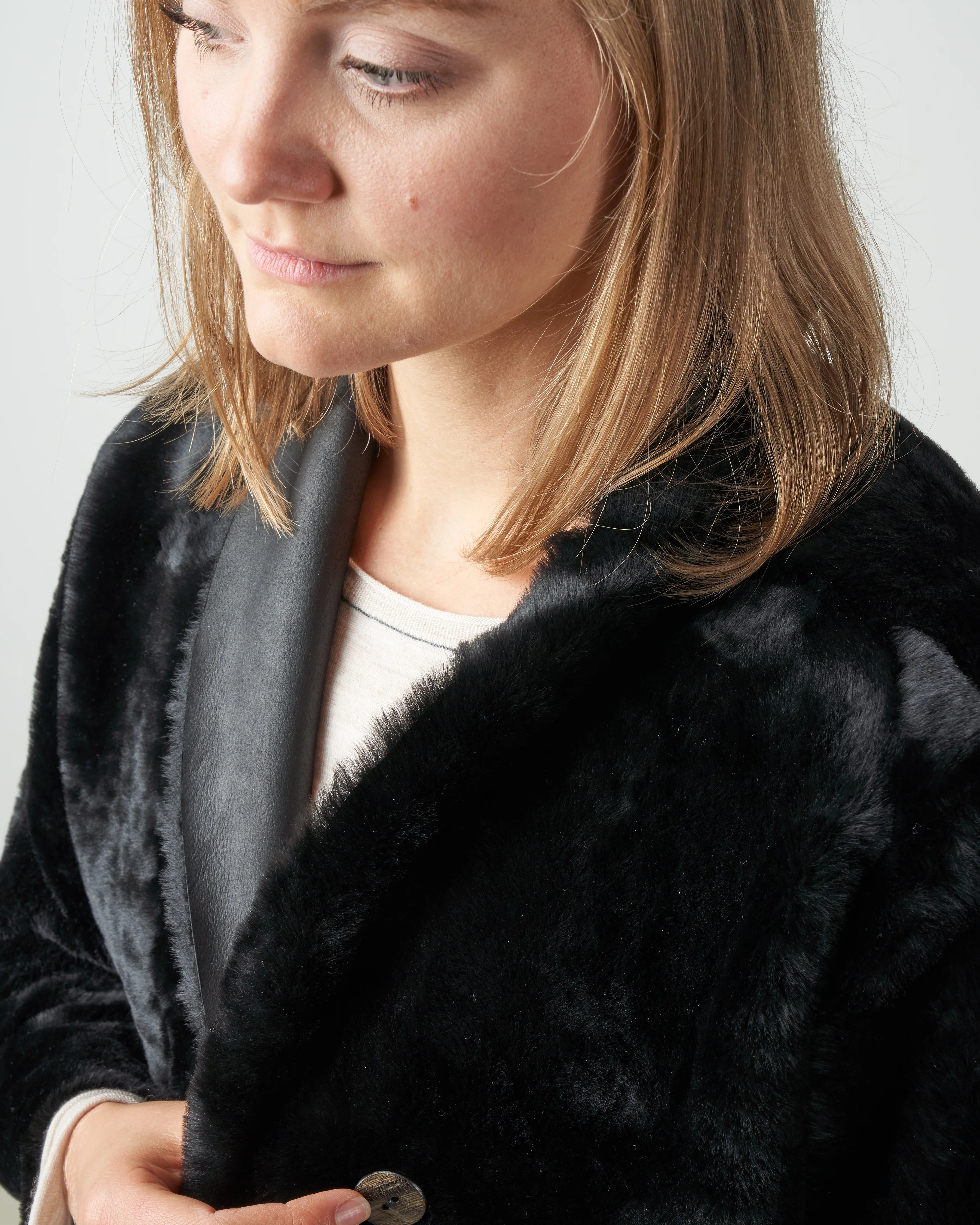 shearling coat merinillo - black - Image 5