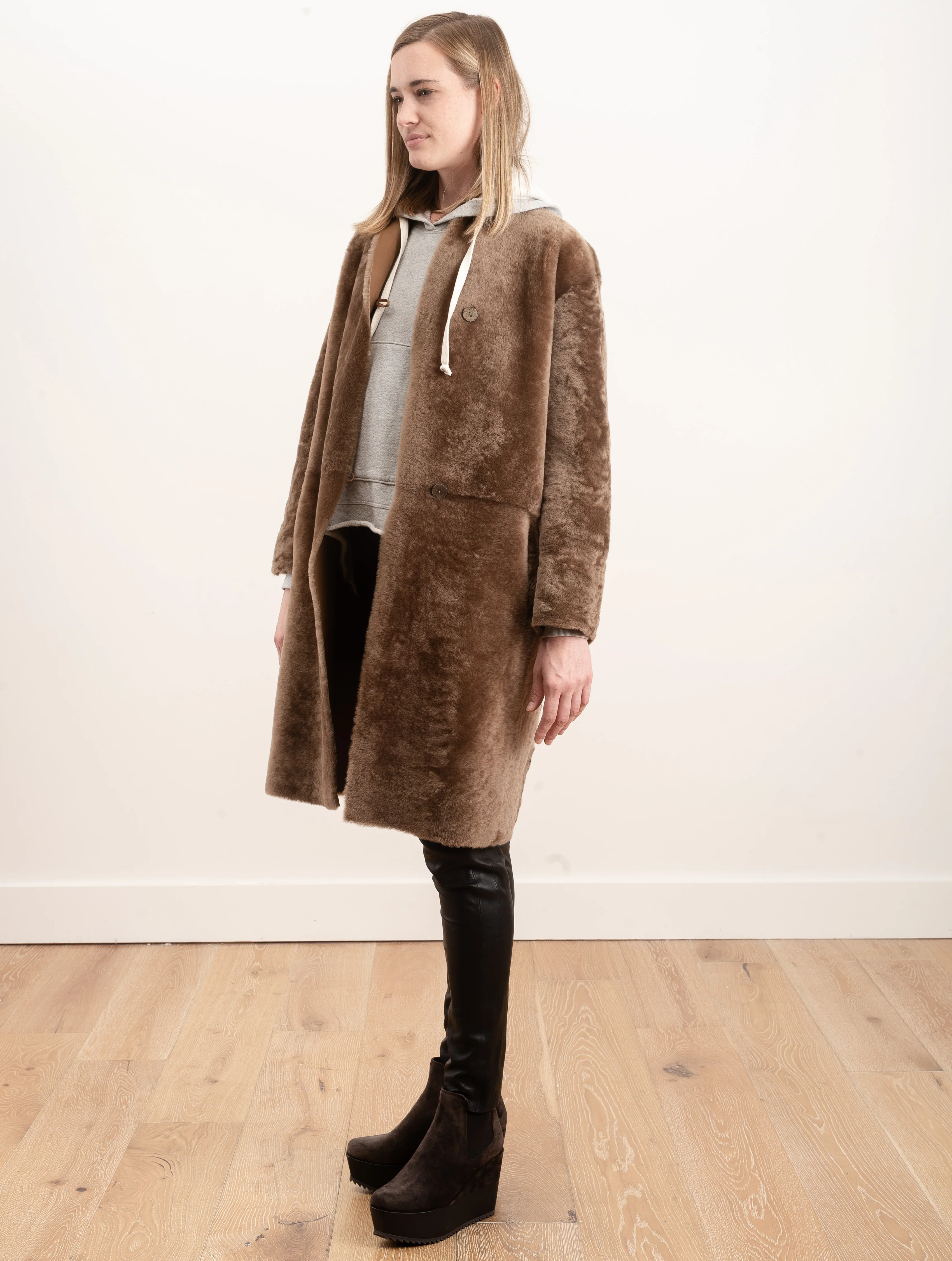 shearling coat merinillo - walnut - Image 3