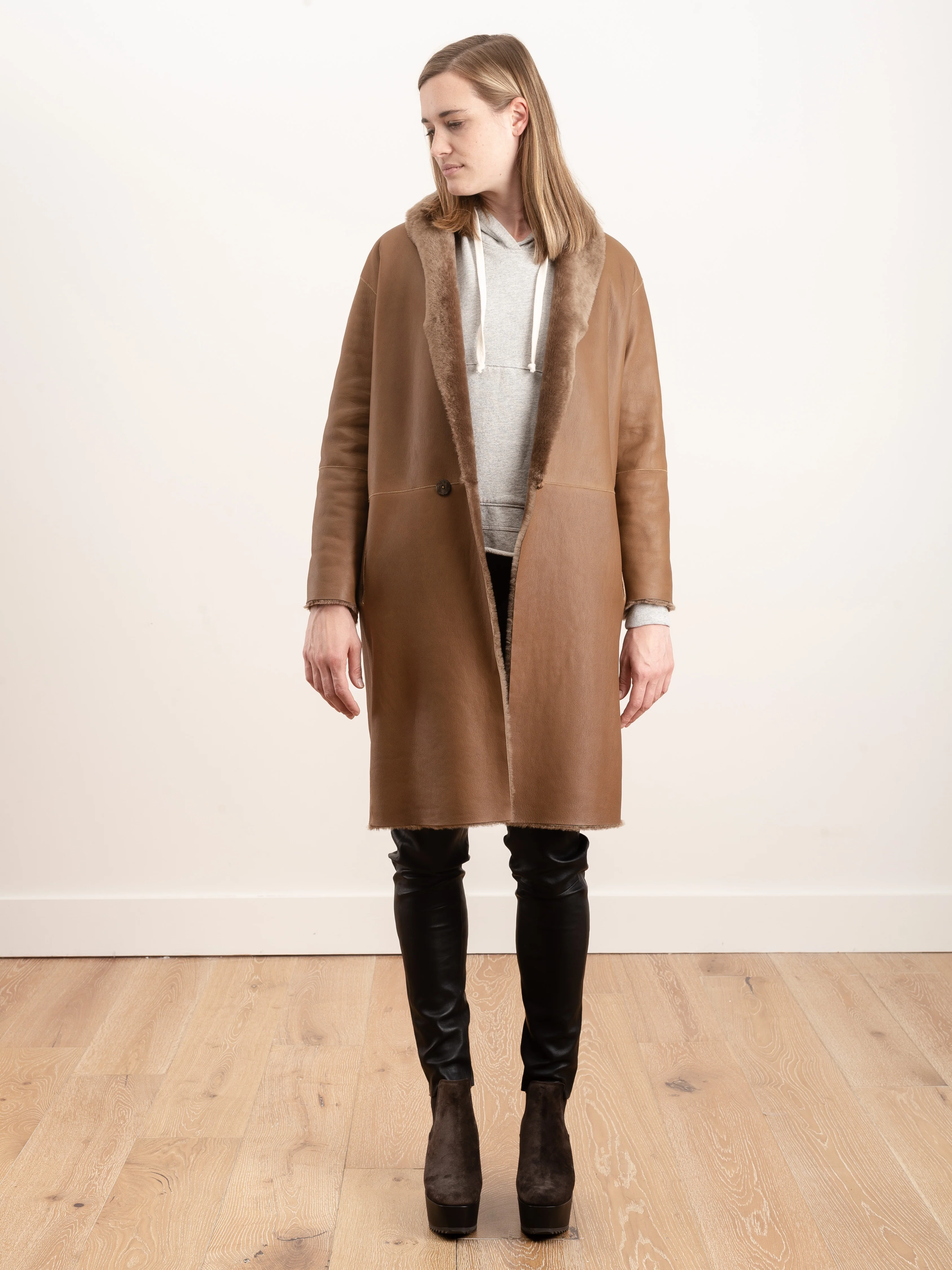 shearling coat merinillo - walnut - Image 6