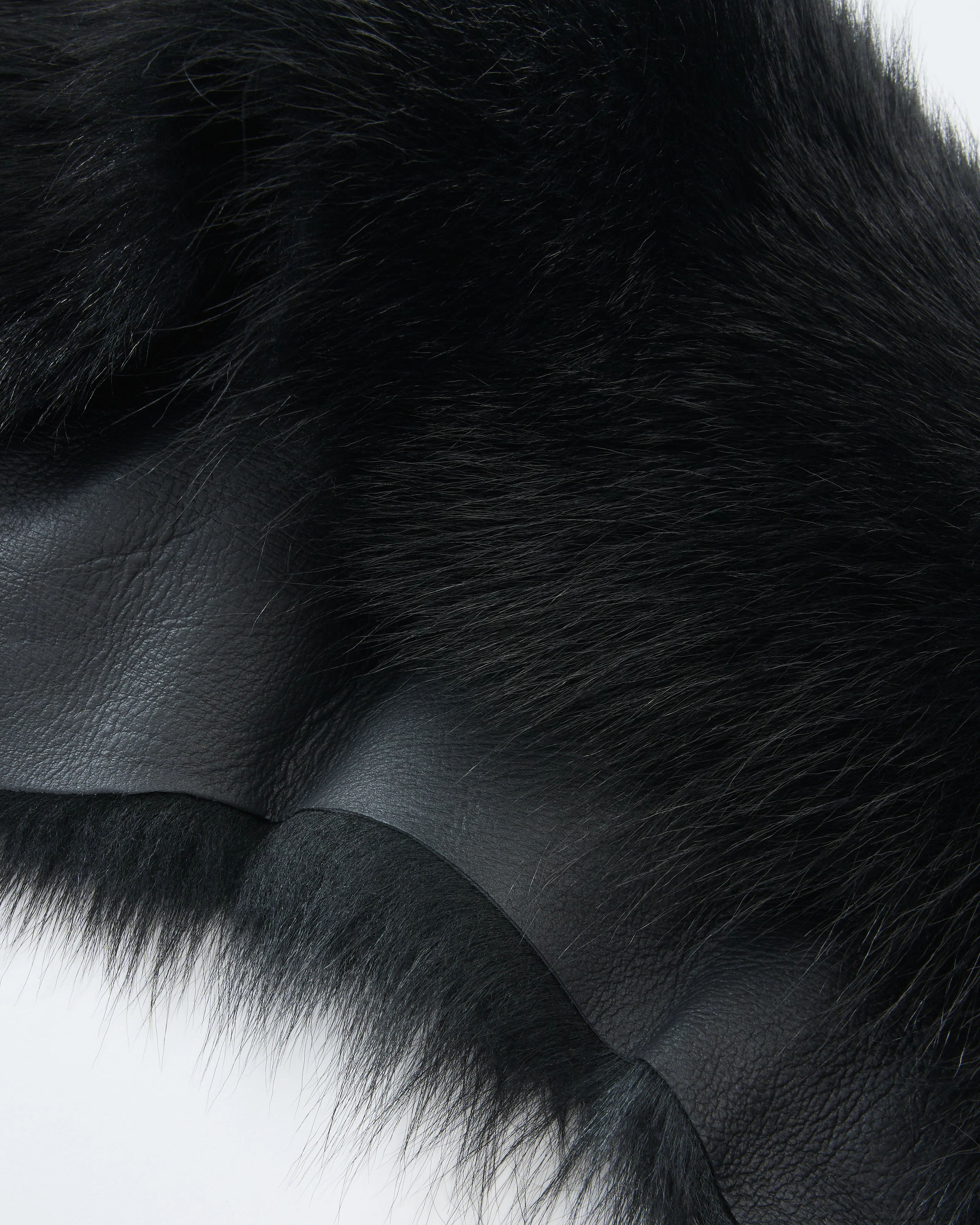 shearling shawl scarf with leather tie - Image 3