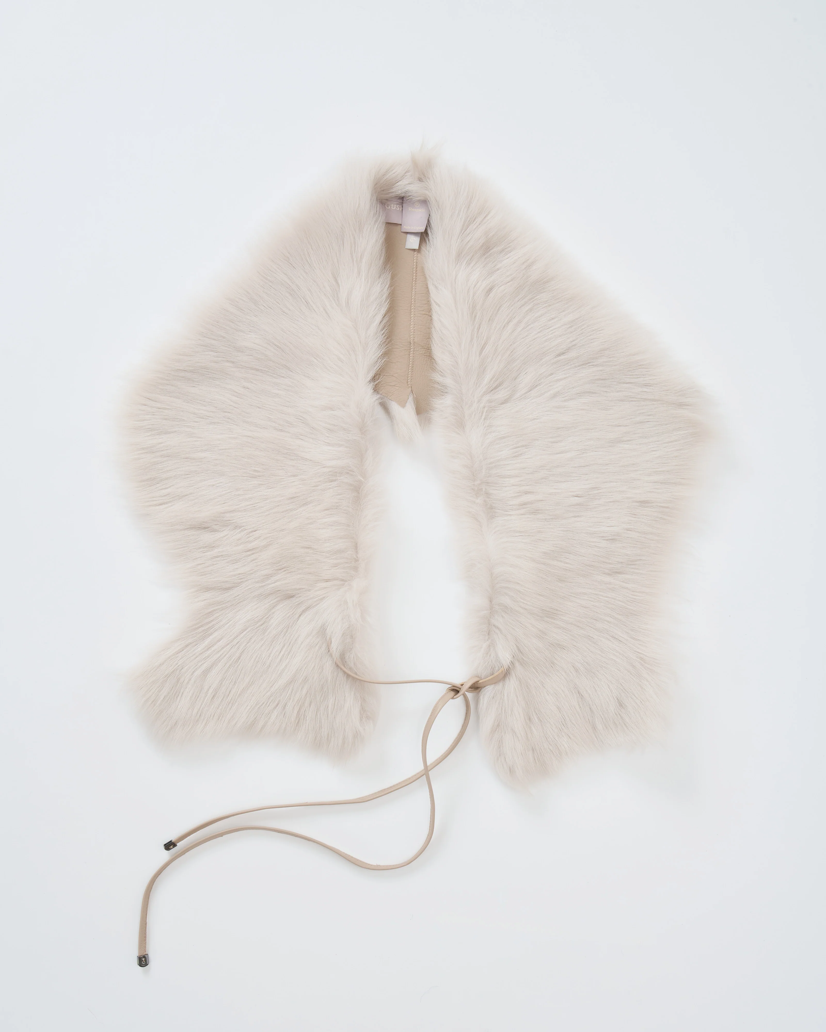 shearling shawl scarf with leather tie - Image 2