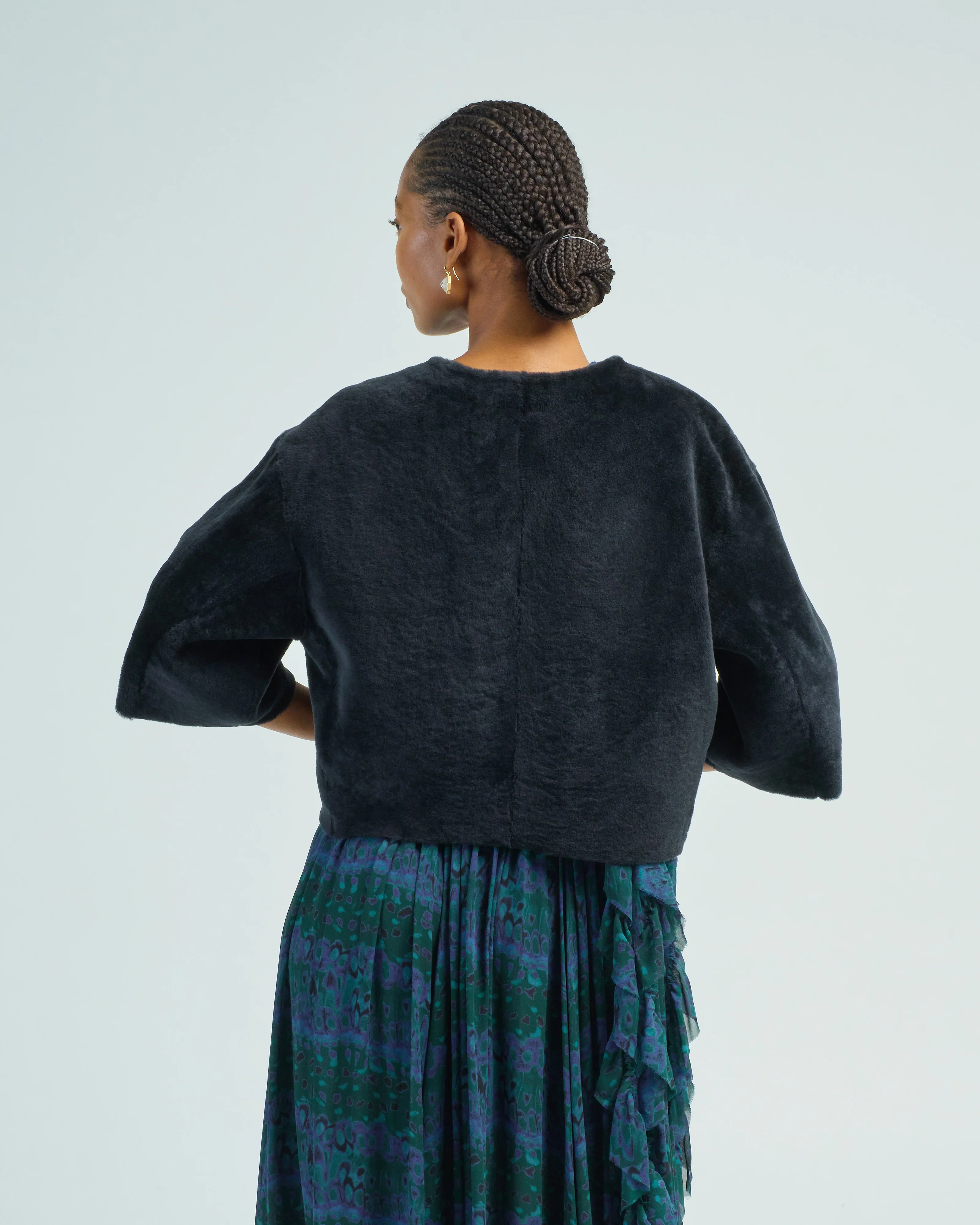 short sleeve shearling cardigan - Image 4