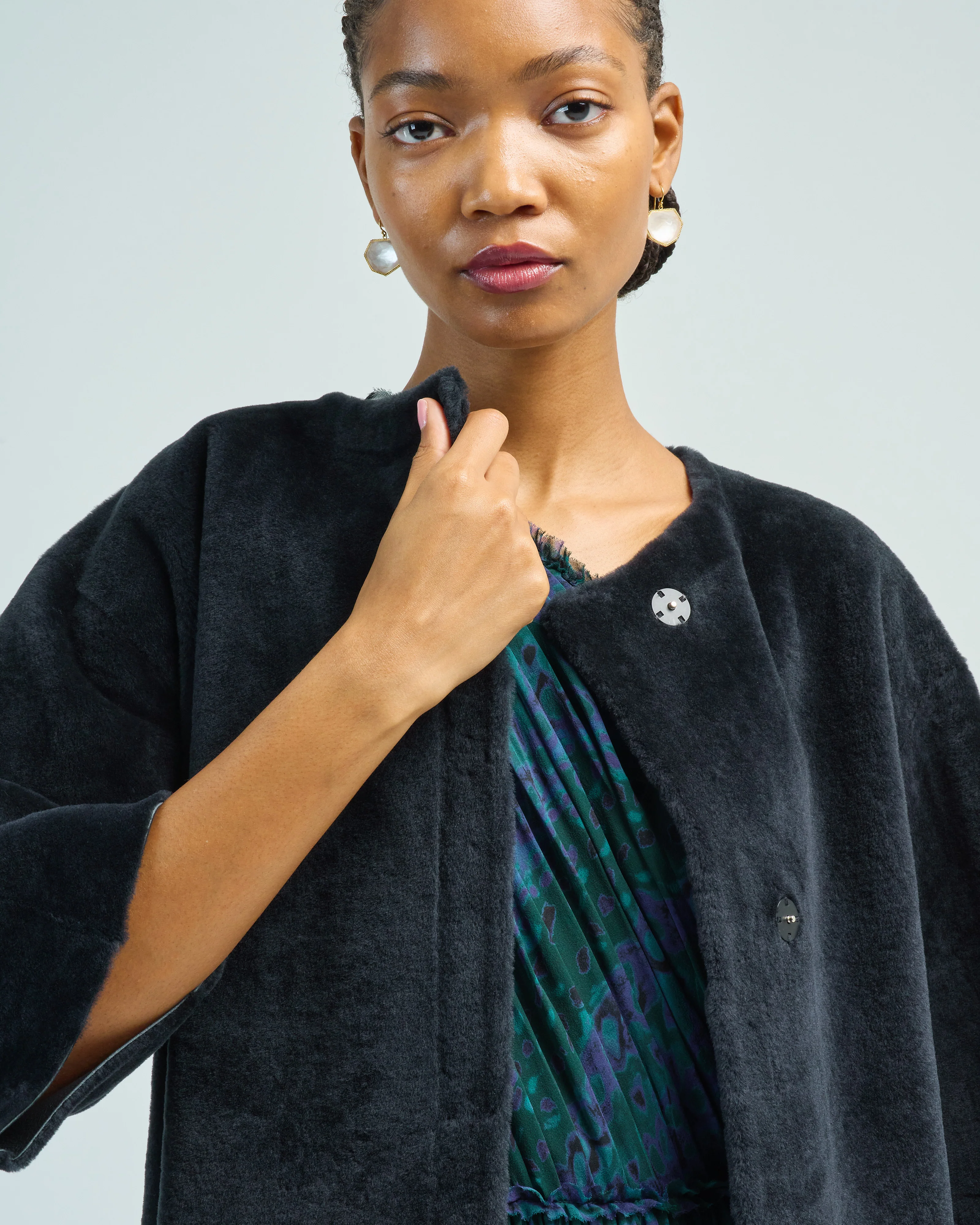 short sleeve shearling cardigan - Image 5
