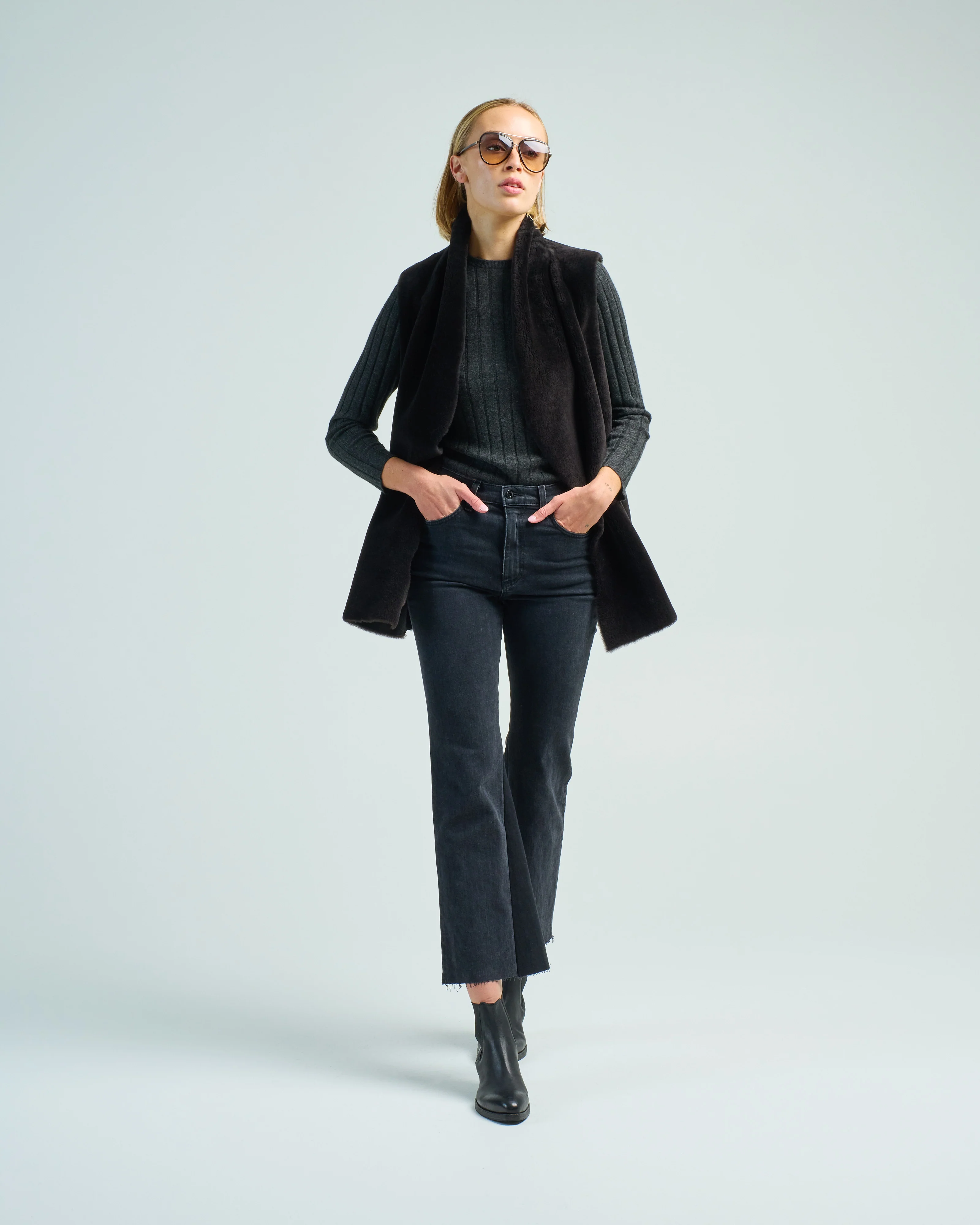 straight merino midlength gilet - Image 3