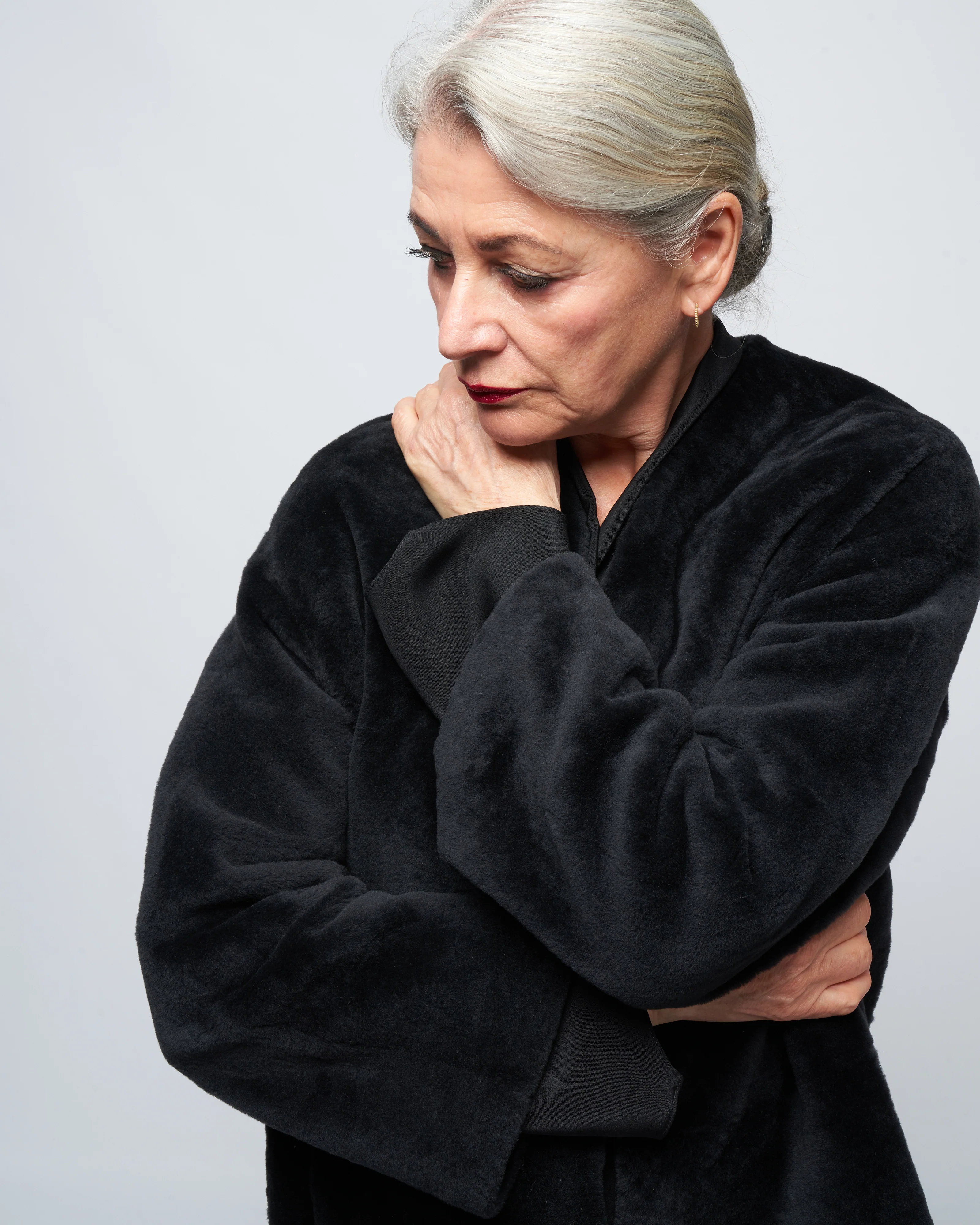 v neck long cardigan - black merino - Image 3