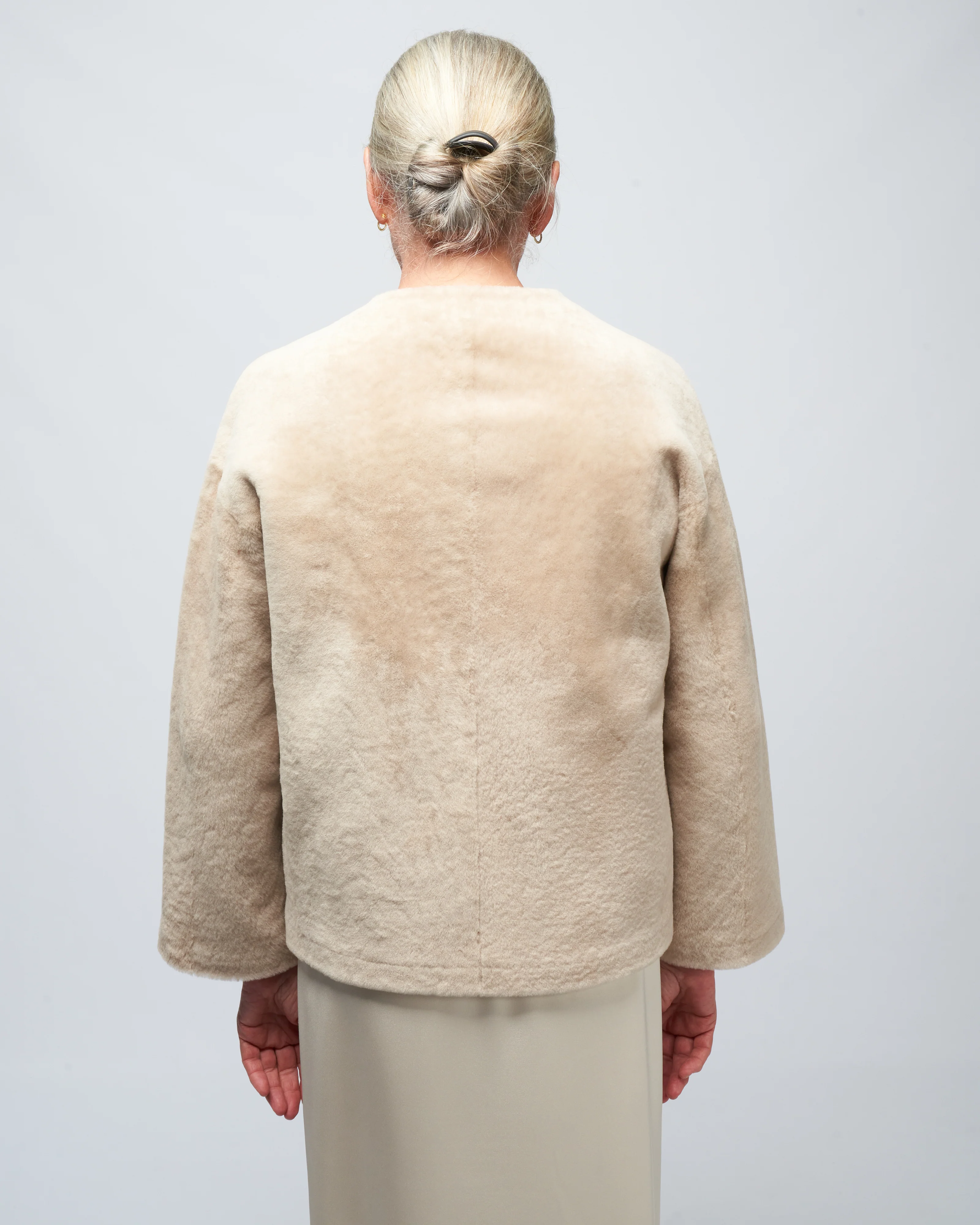 v neck shearling cardigan - Image 4